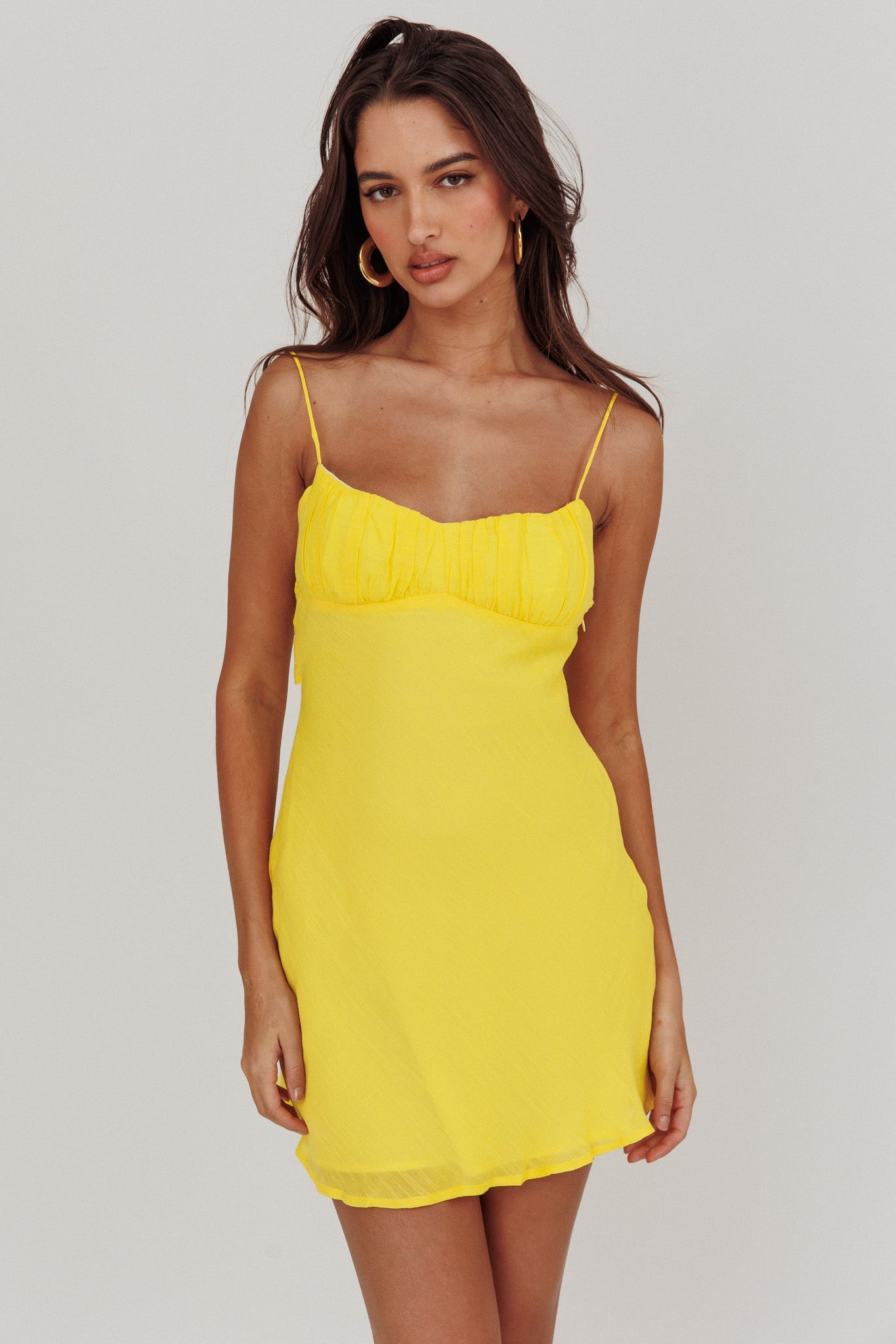 Nerida Twist Back Mini Dress Lemon