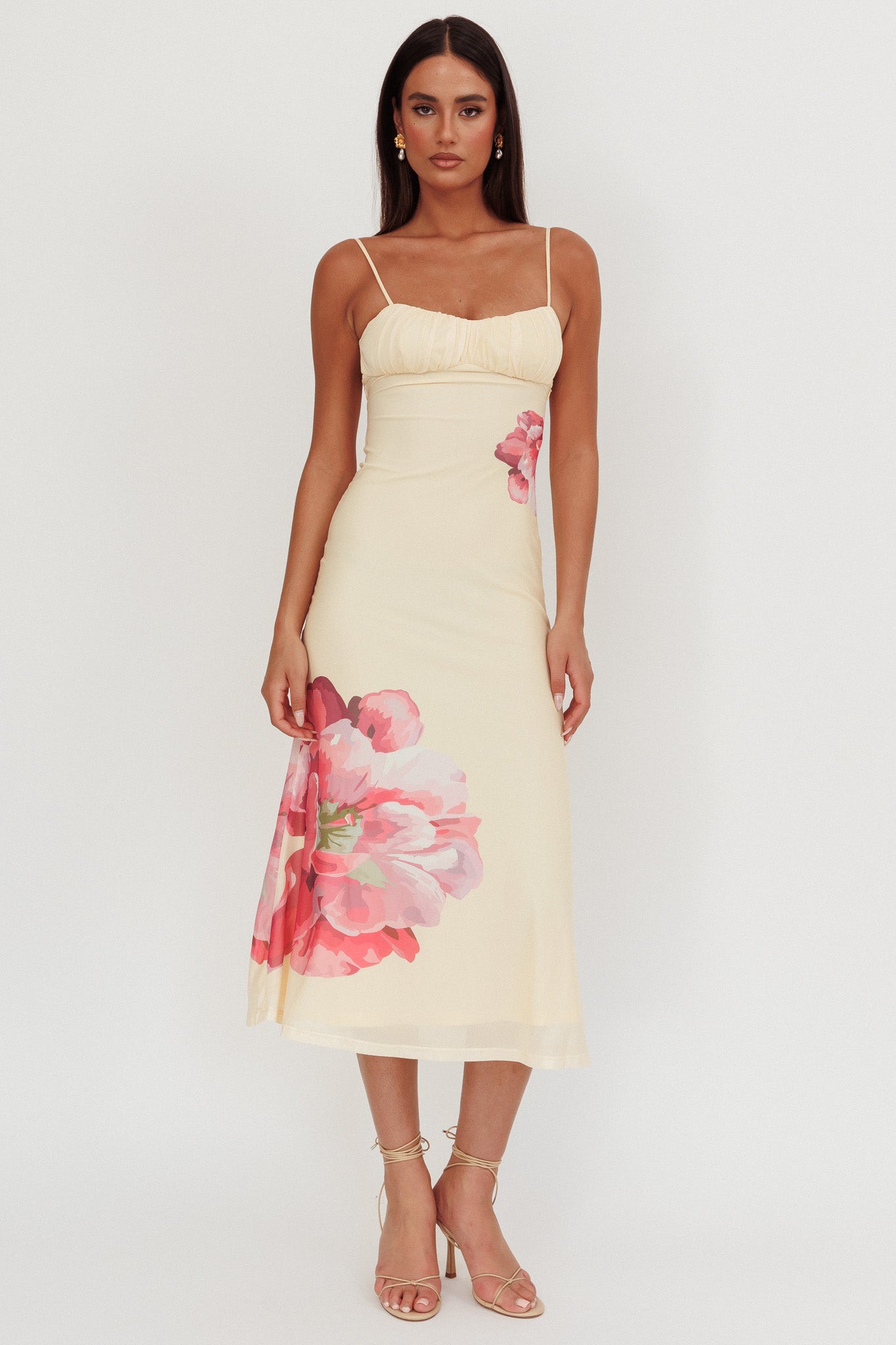 Nerida Gathered Bust Maxi Dress Fiori Giallo