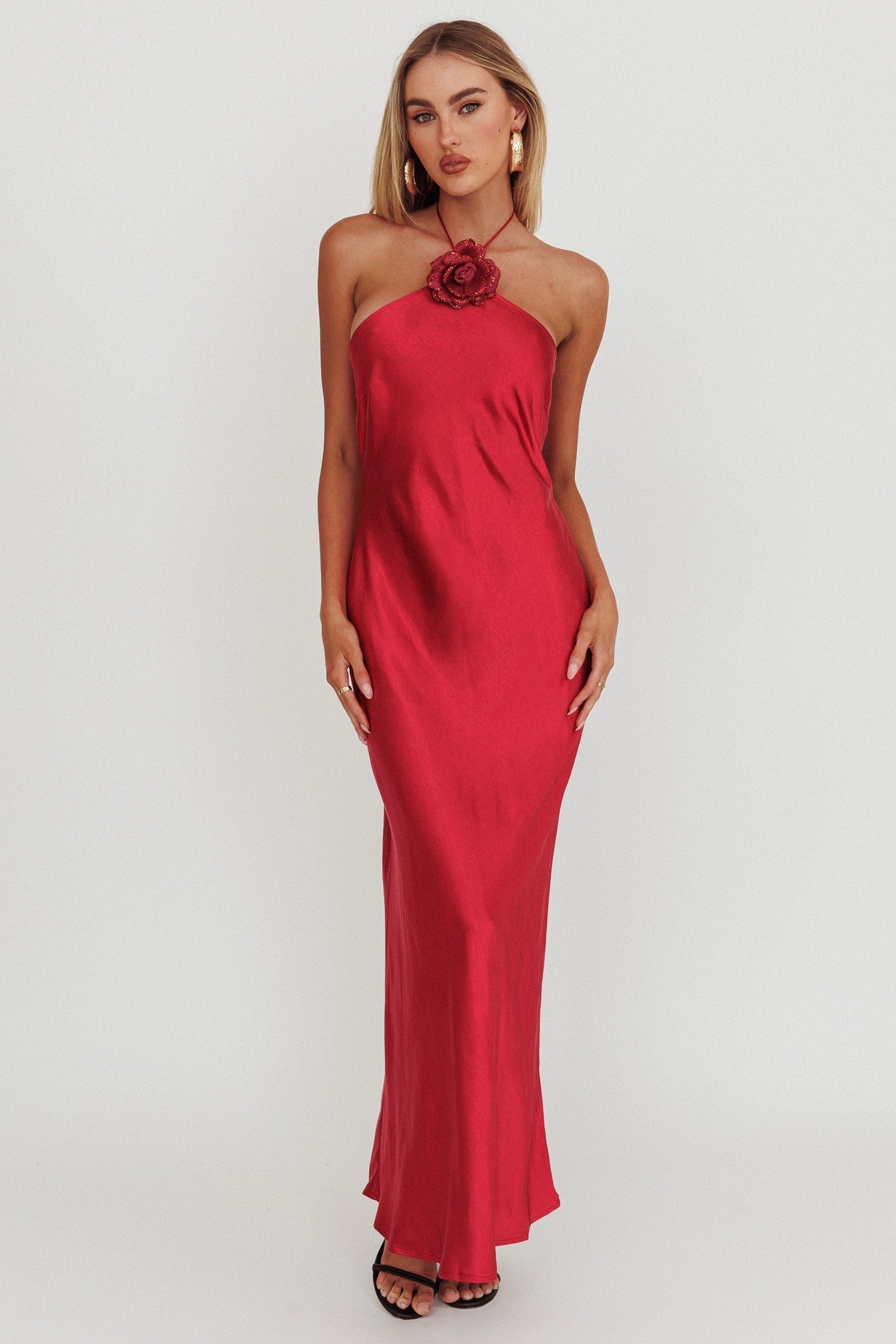 Abito con decorazione floreale High Roller color vino