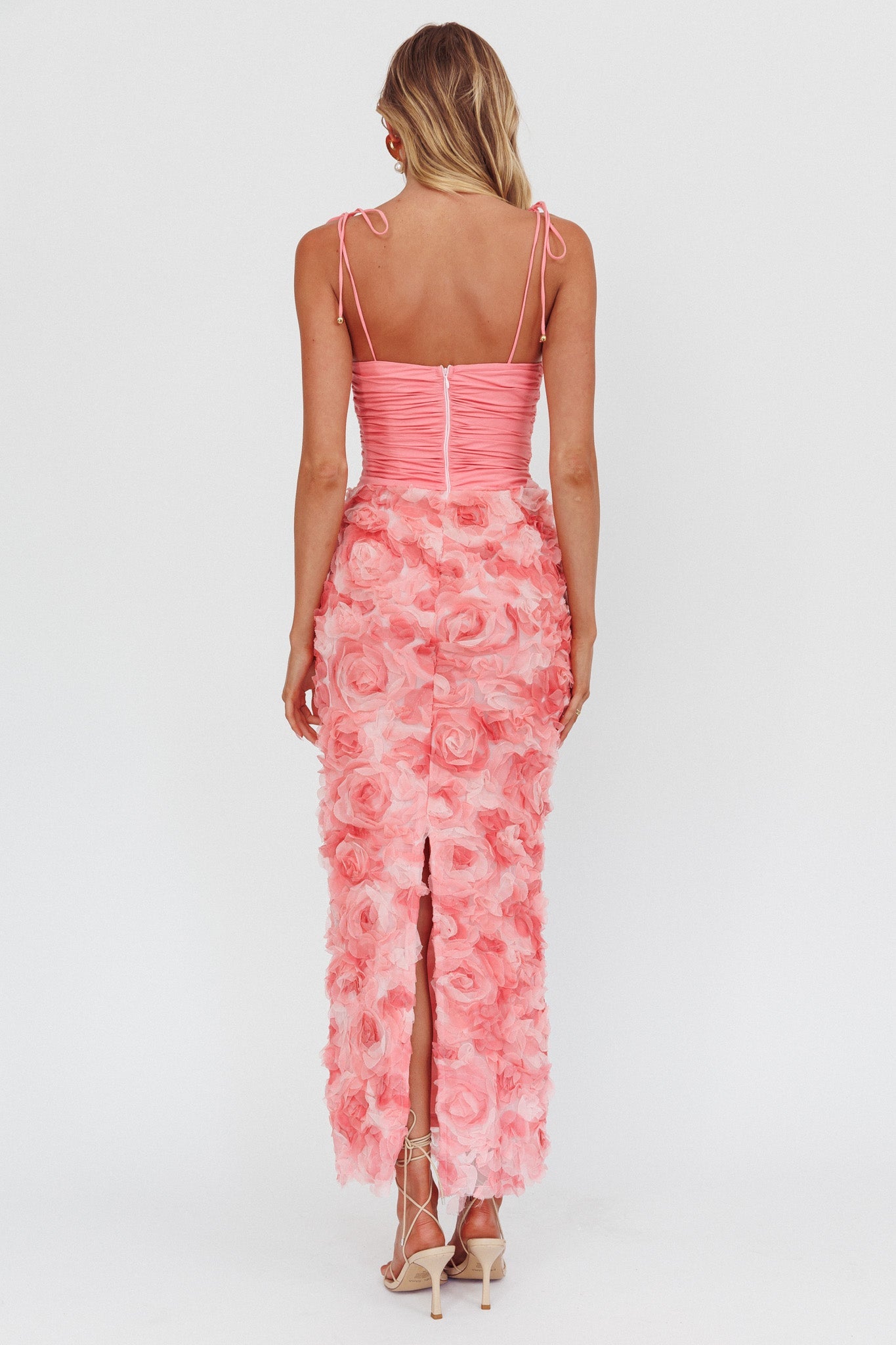 Abito lungo con stampa floreale Love & Honor rosa
