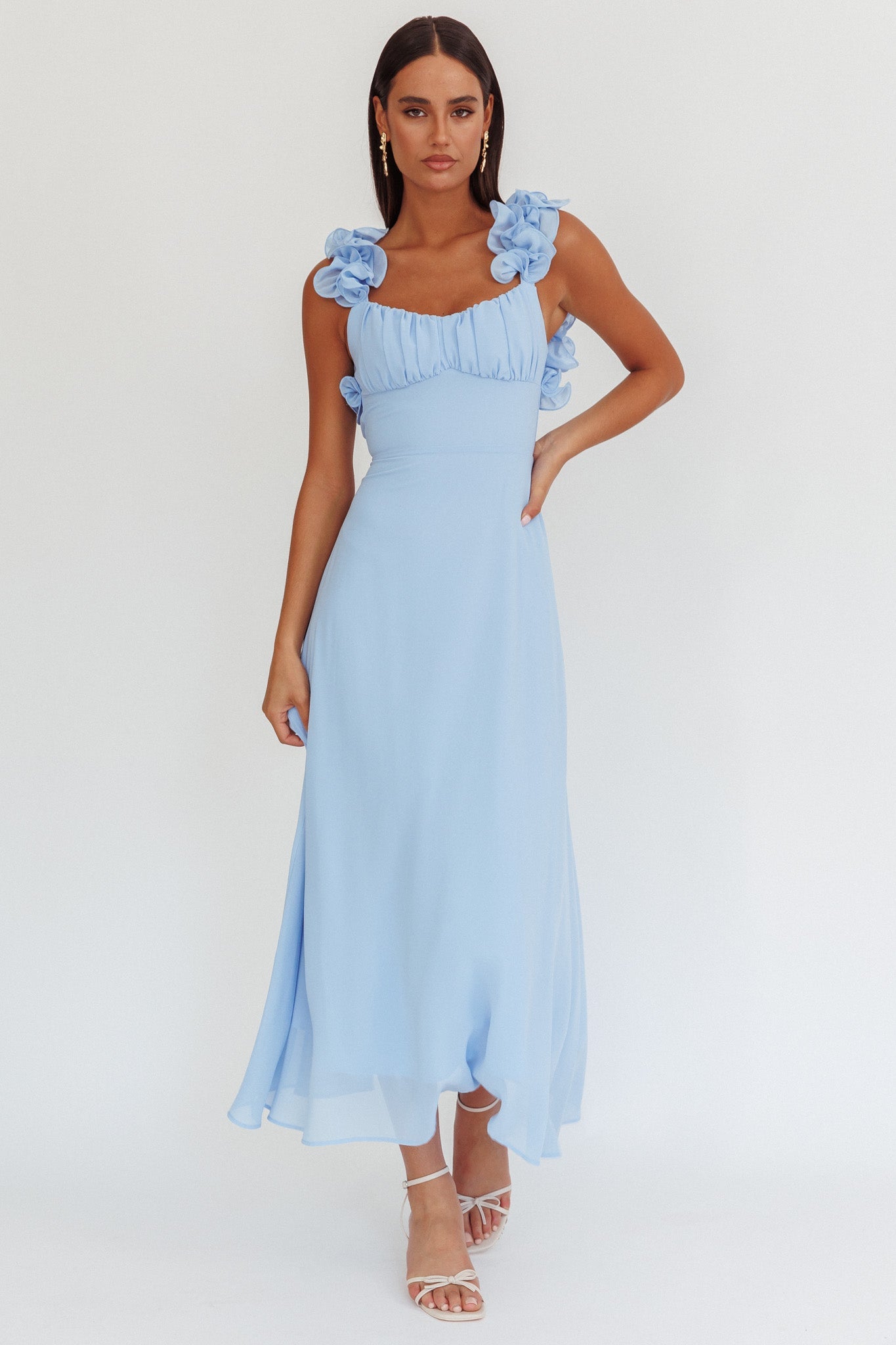 Eloquent Maxi Dress con lacci sul retro, blu