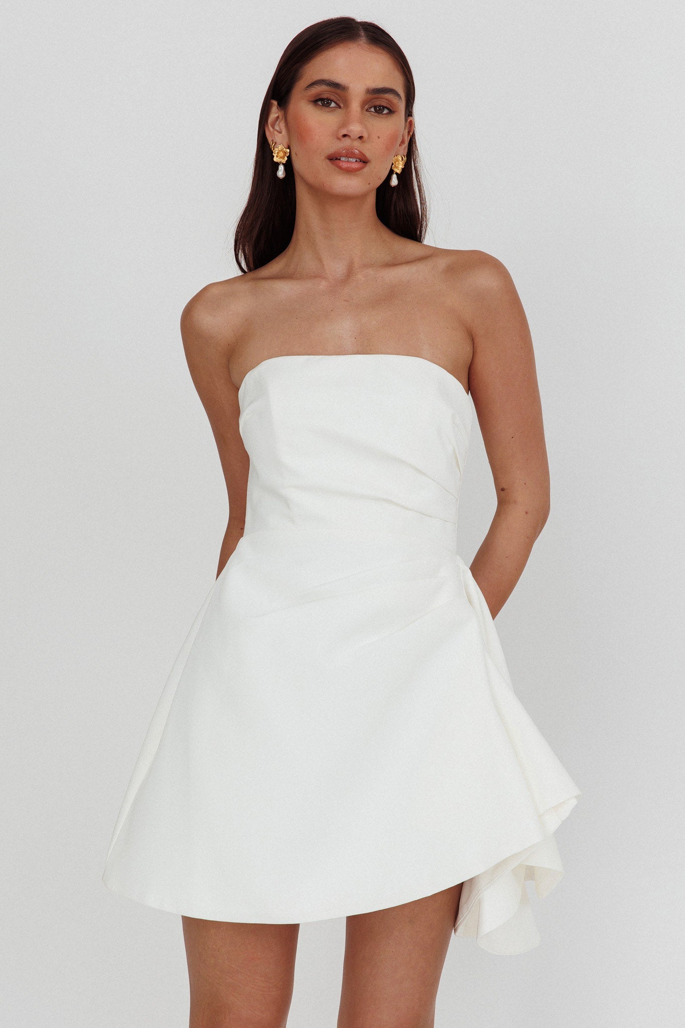 Abito corto senza spalline Minnesota bianco