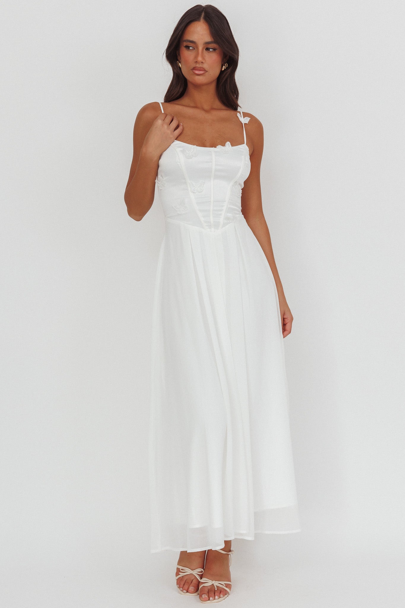 Abito Lora Cami Strap Butterfly bianco