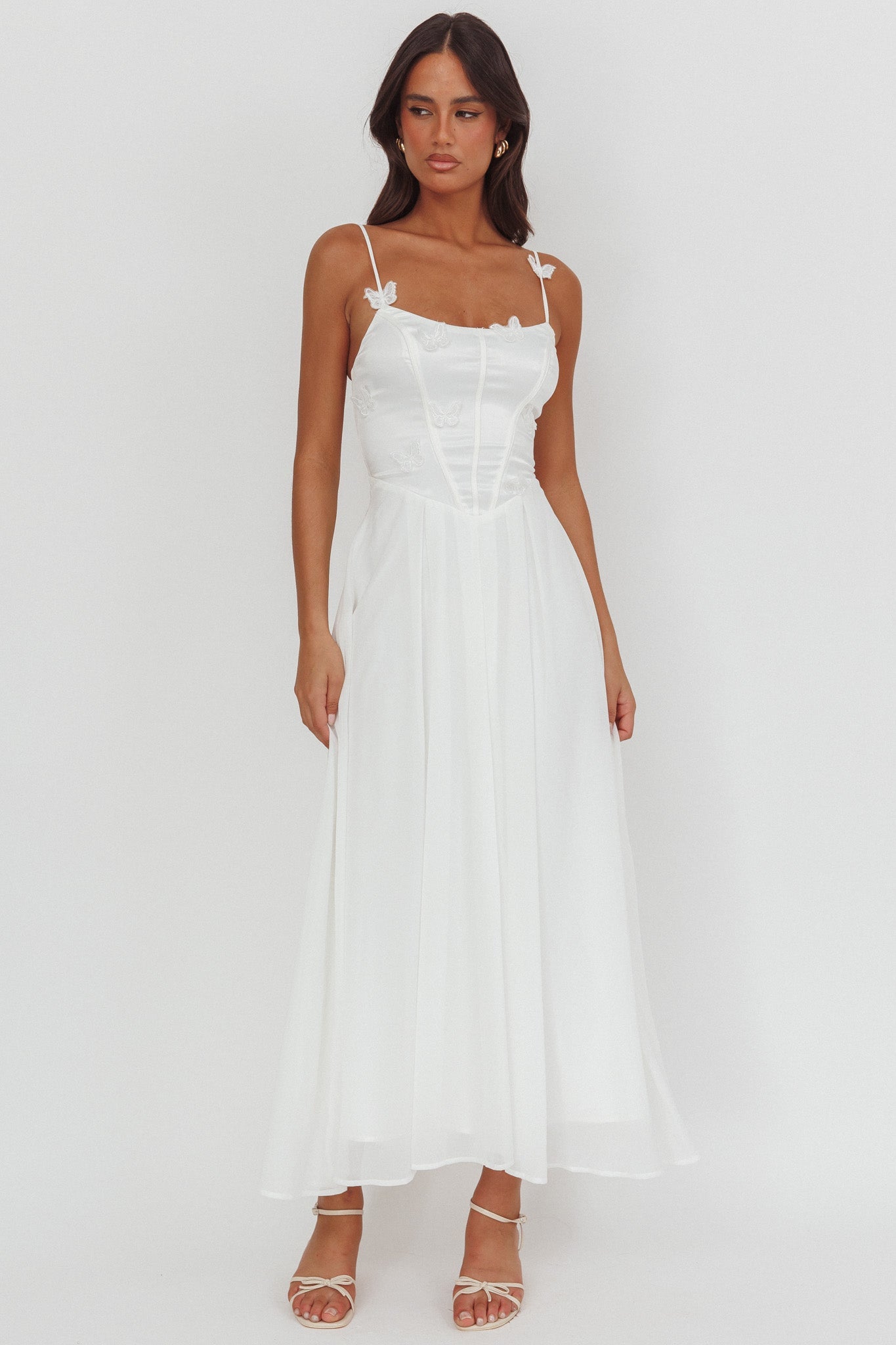 Abito Lora Cami Strap Butterfly bianco