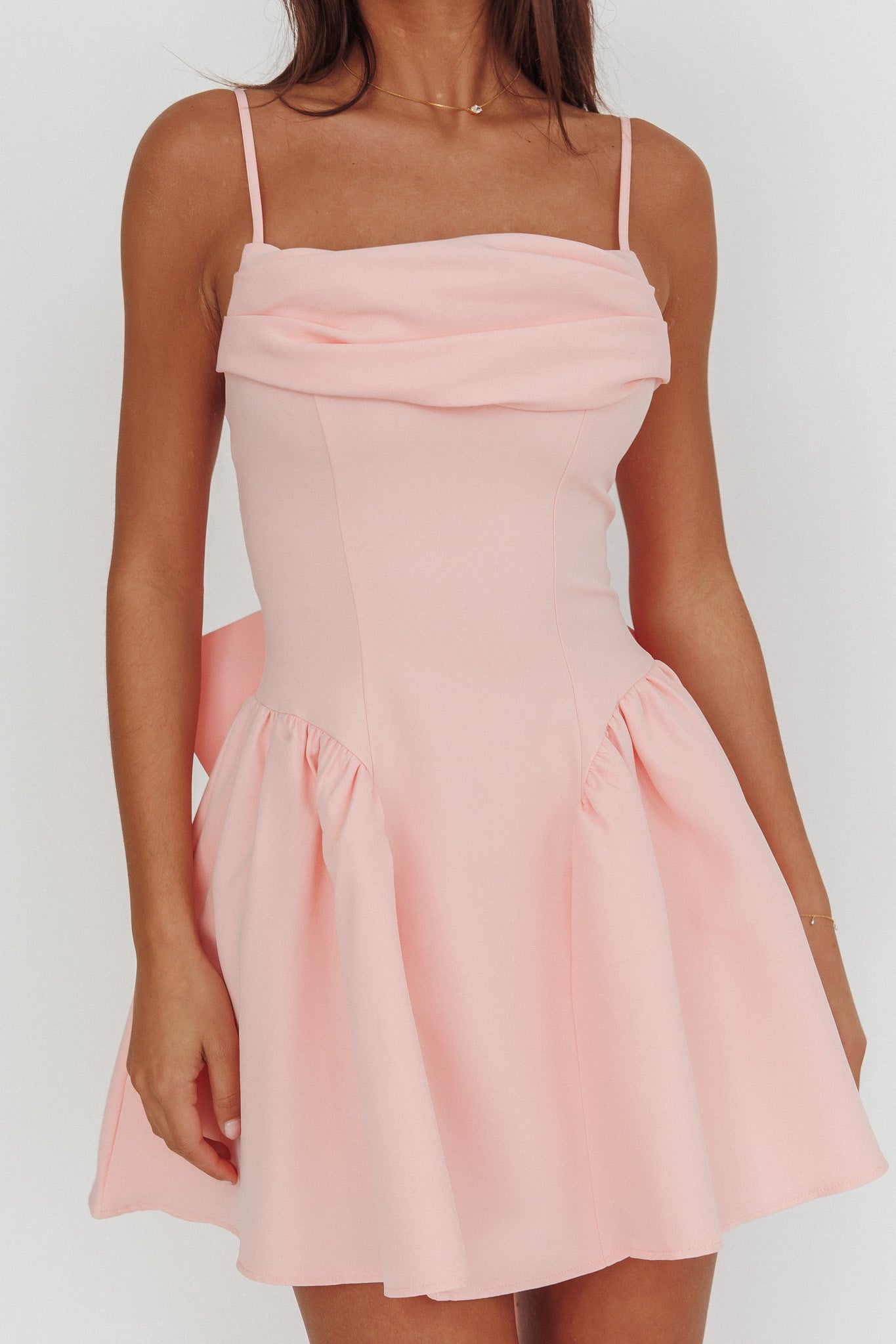 Mini abito oversize con fiocco posteriore Wilder rosa