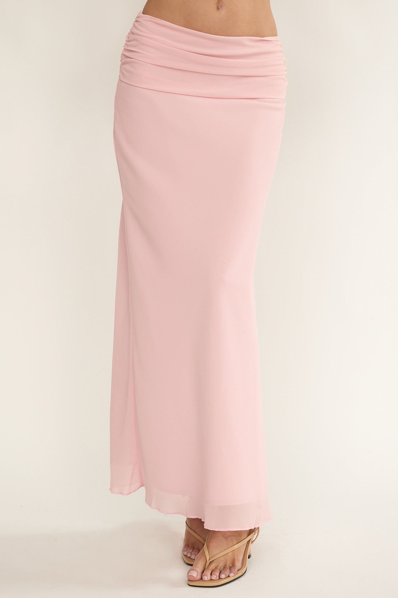 Gonna lunga con vita arricciata Serrita Blush