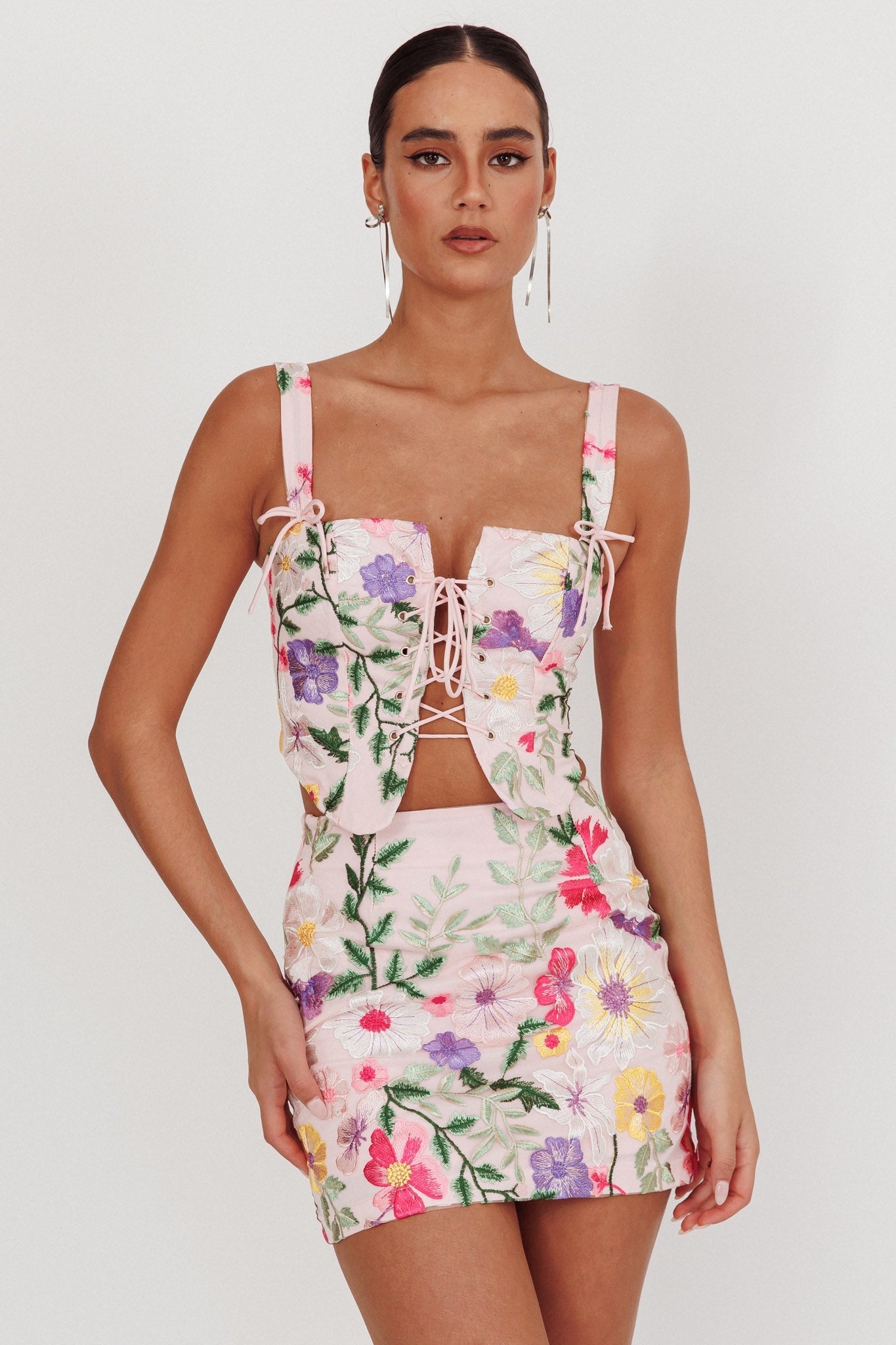 Minigonna jacquard High Street floreale multicolore