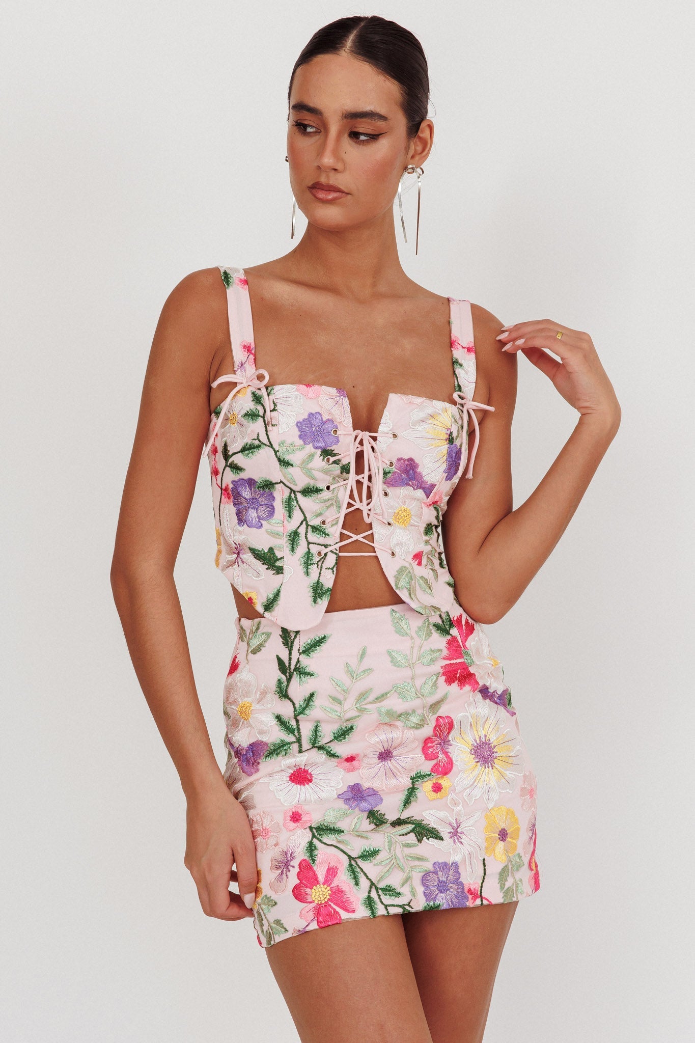 Minigonna jacquard High Street floreale multicolore