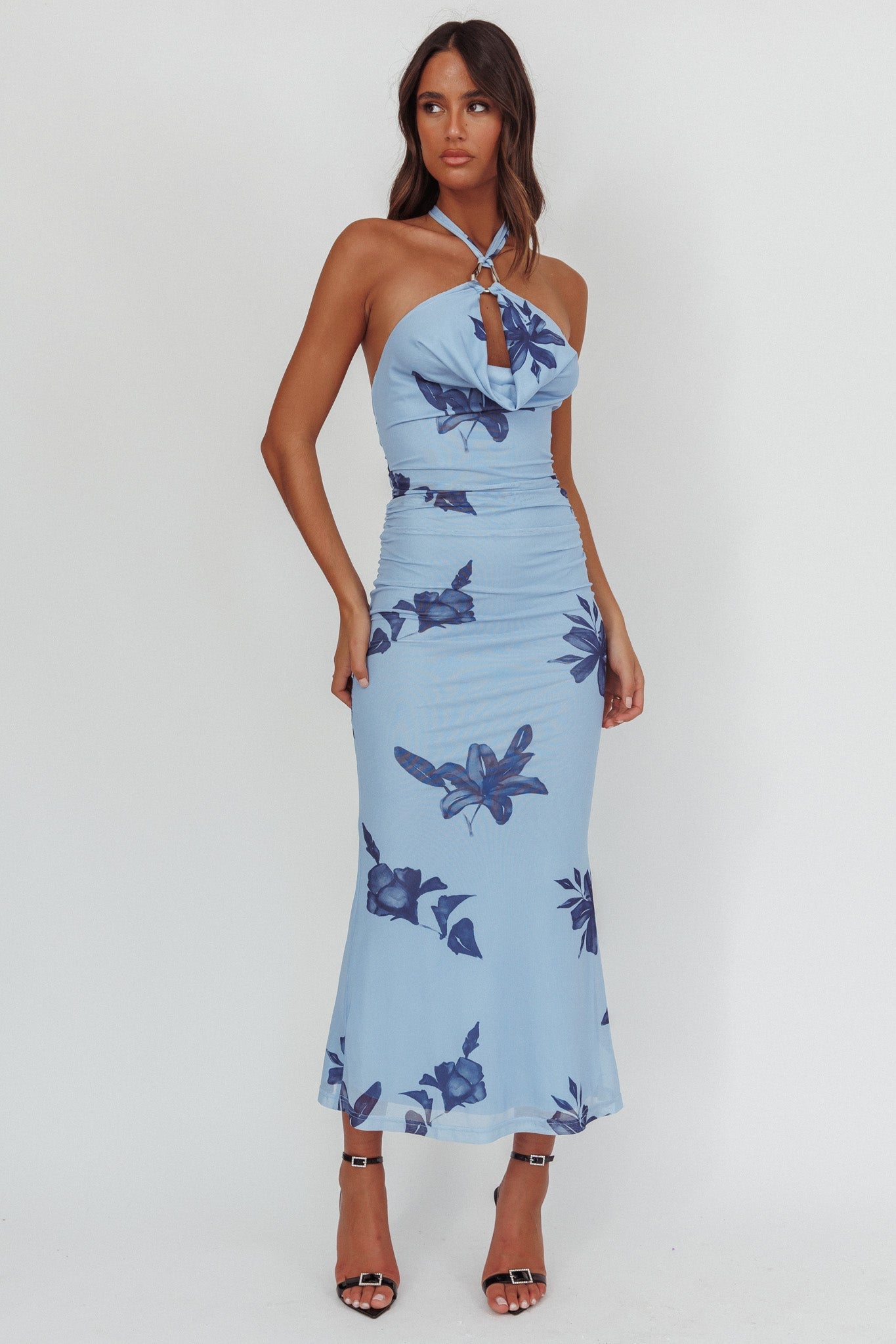 Abito lungo con scollo all'americana One Night Cowl Lily Blue