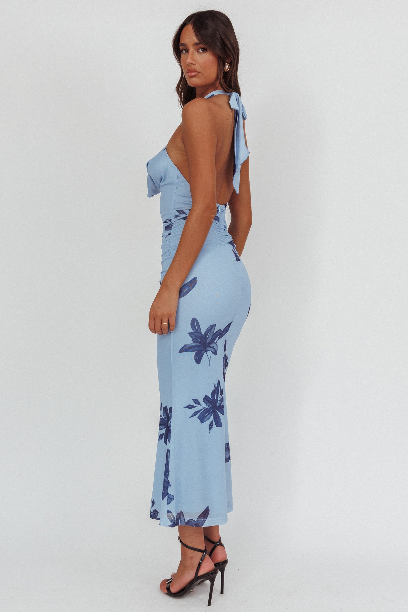 Abito lungo con scollo all'americana One Night Cowl Lily Blue