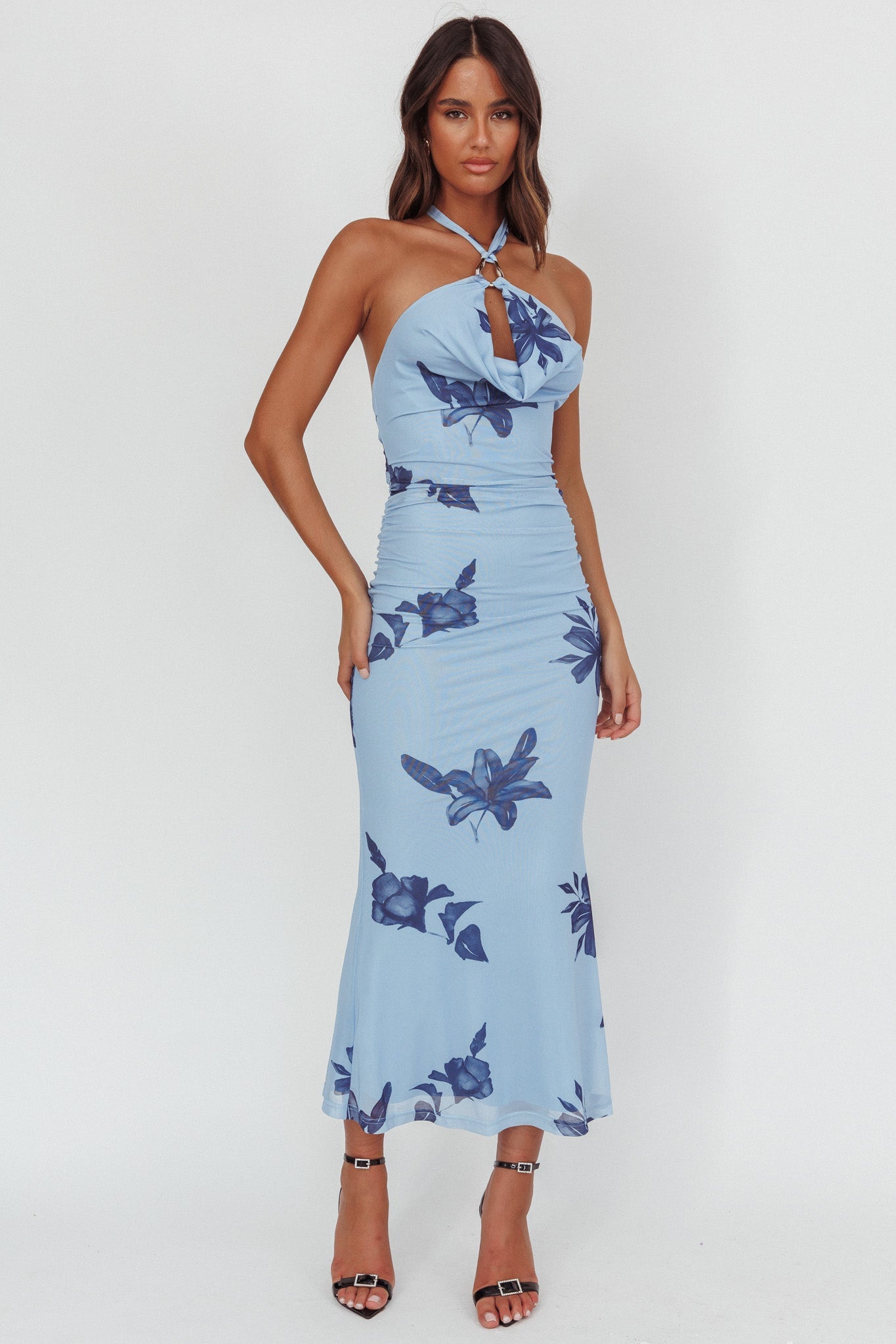 Abito lungo con scollo all'americana One Night Cowl Lily Blue