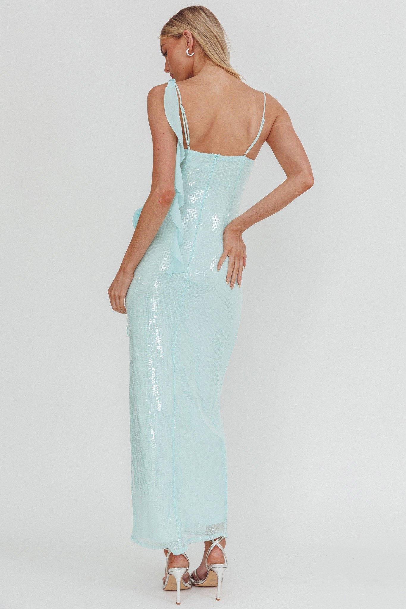 She Glows Cami Strap Sequin Maxi Dress Menta