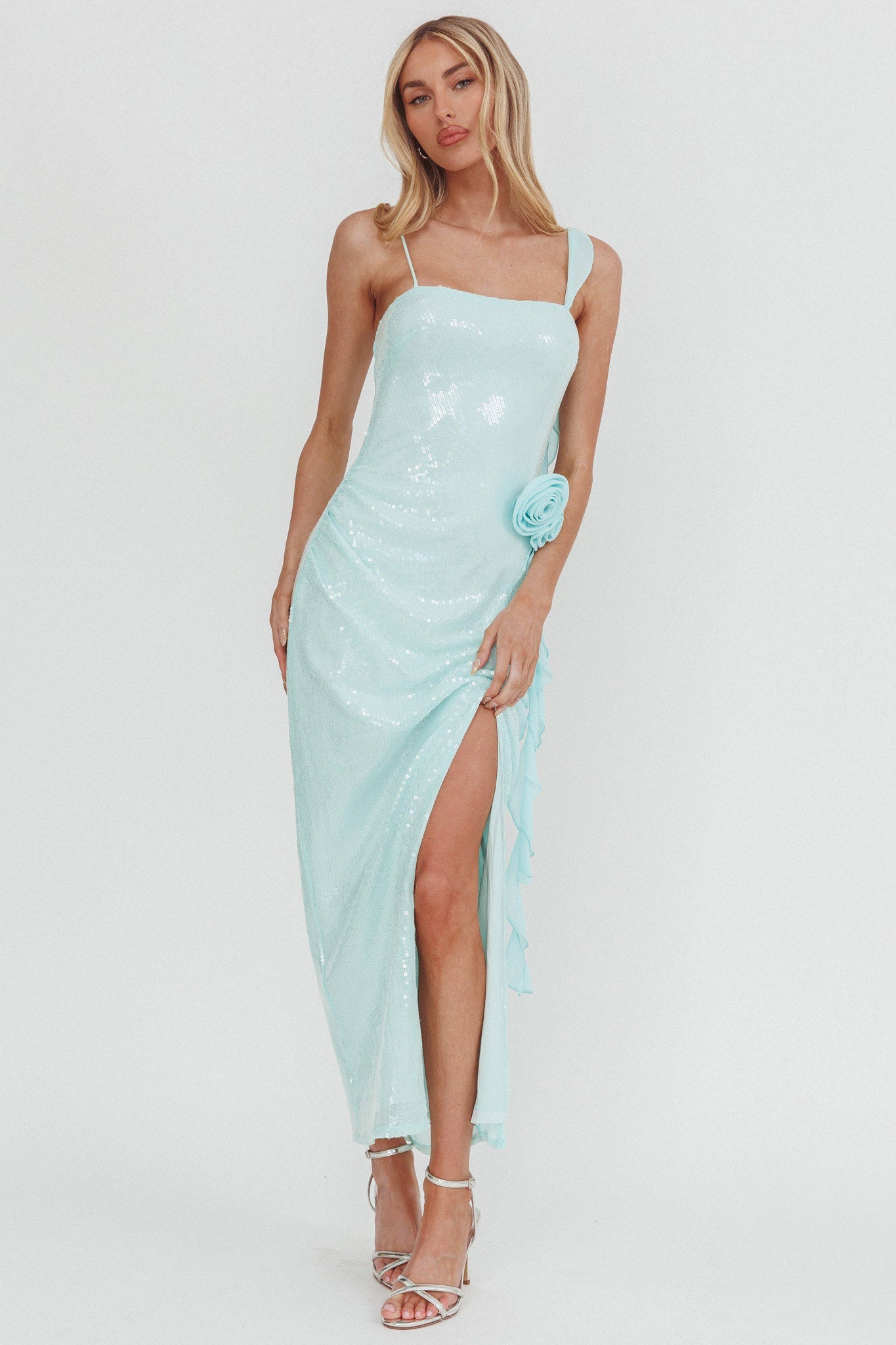 She Glows Cami Strap Sequin Maxi Dress Menta