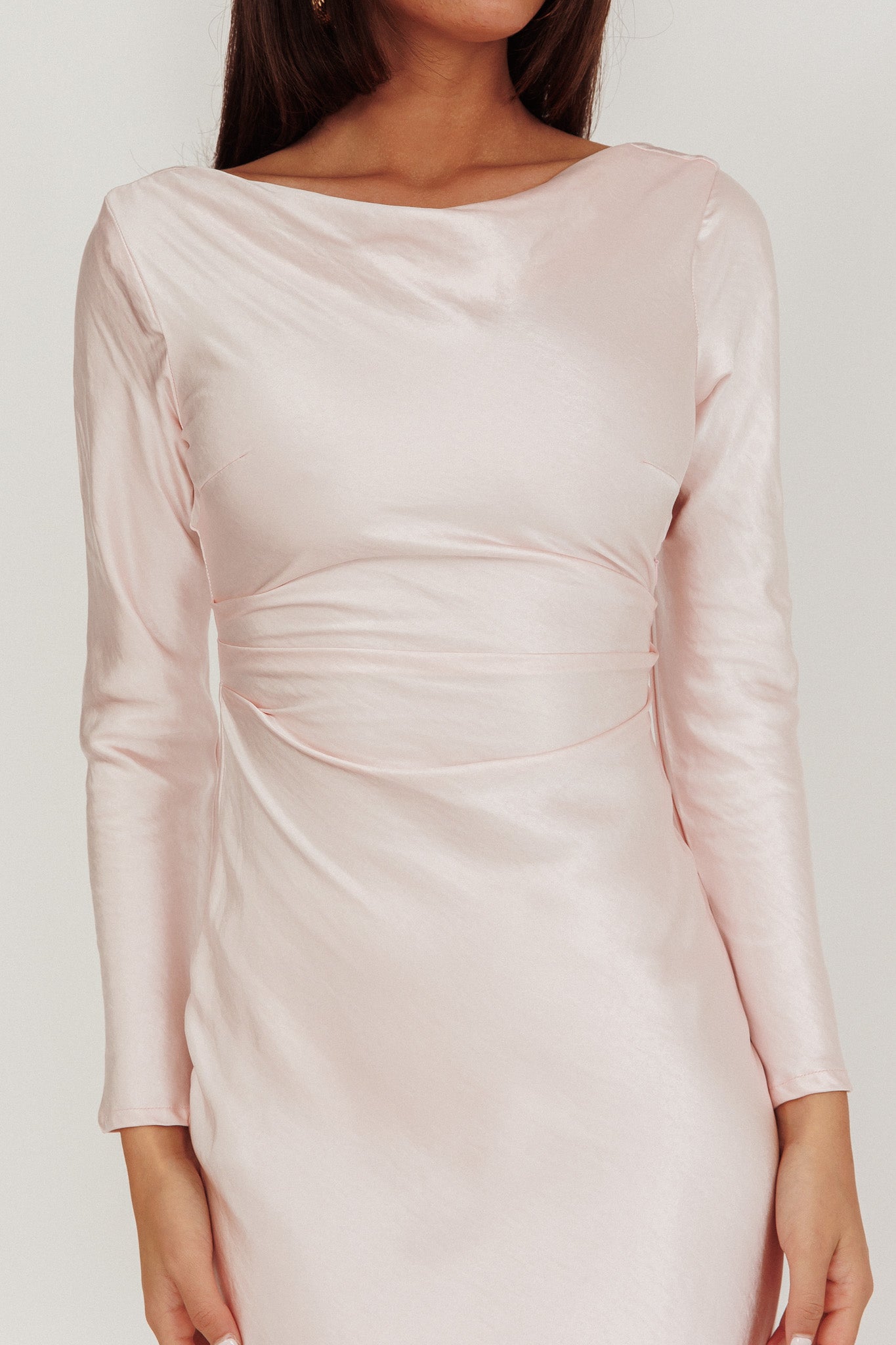 Abito midi Loveland con schiena scoperta, rosa baby