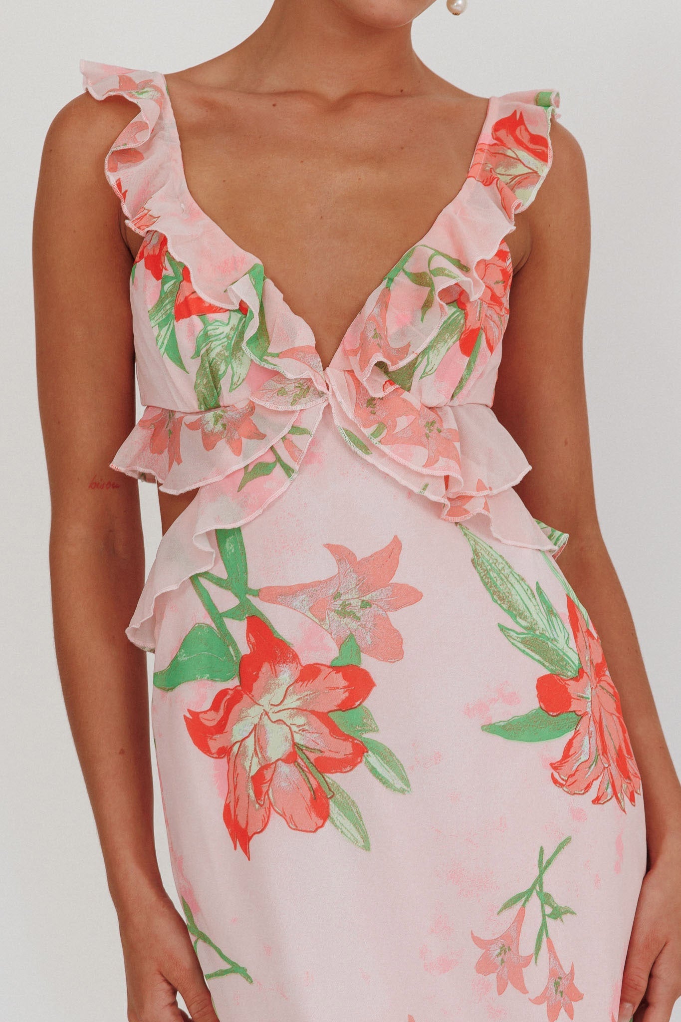 Abito lungo con volant Second Chances Lily Orange