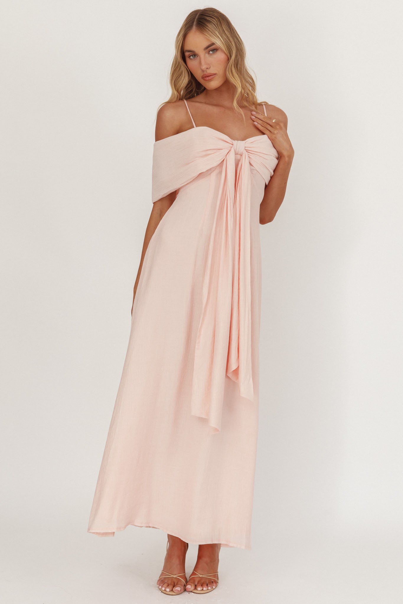 Lillibet Abito midi con fiocco e busto annodato rosa