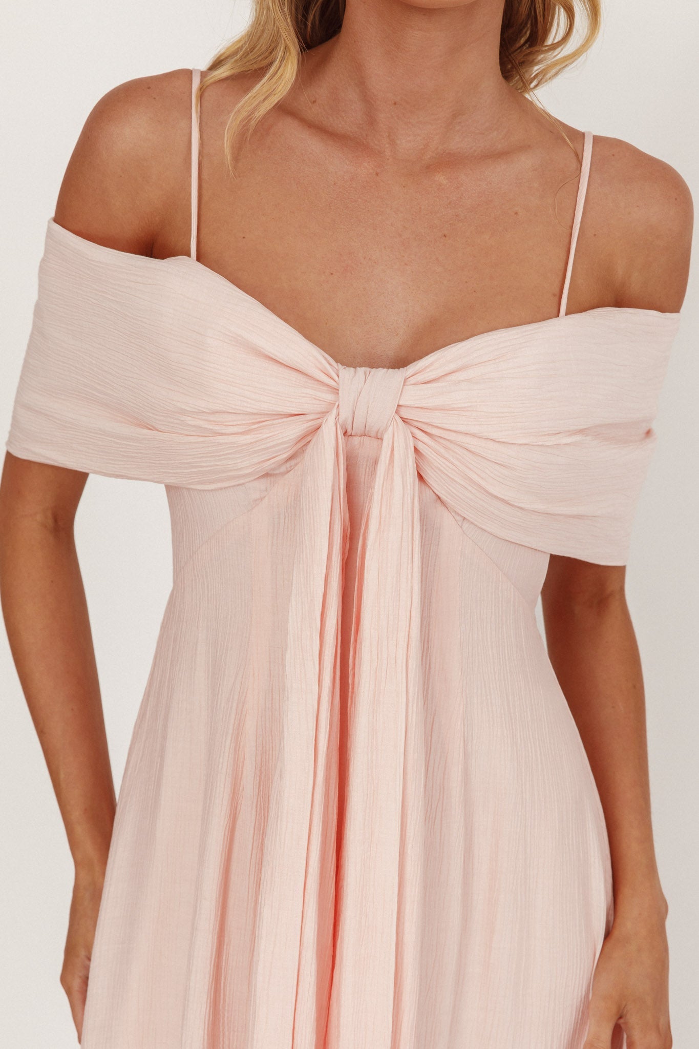 Lillibet Abito midi con fiocco e busto annodato rosa