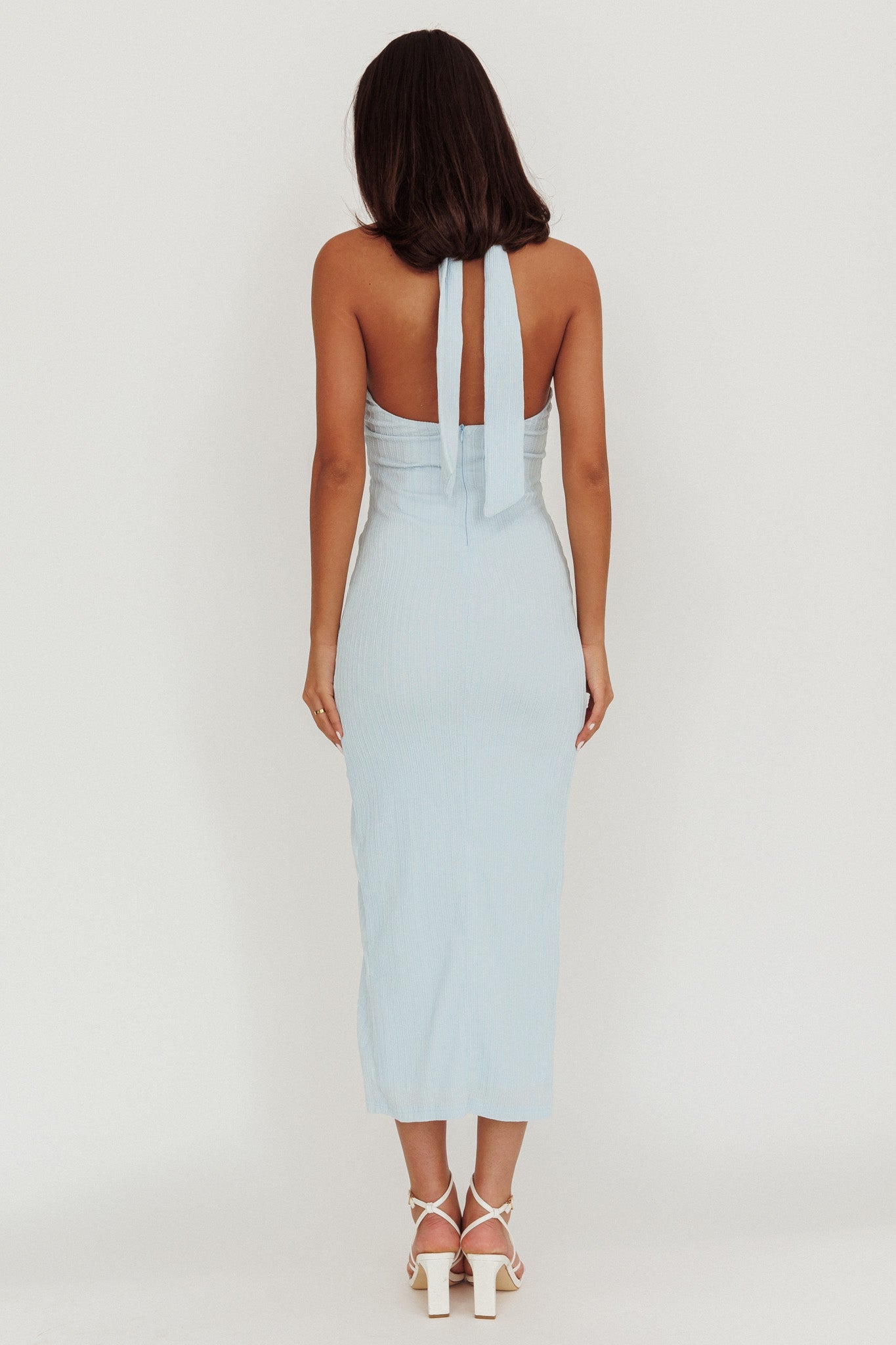 Abito midi Oracle con scollo all'americana blu