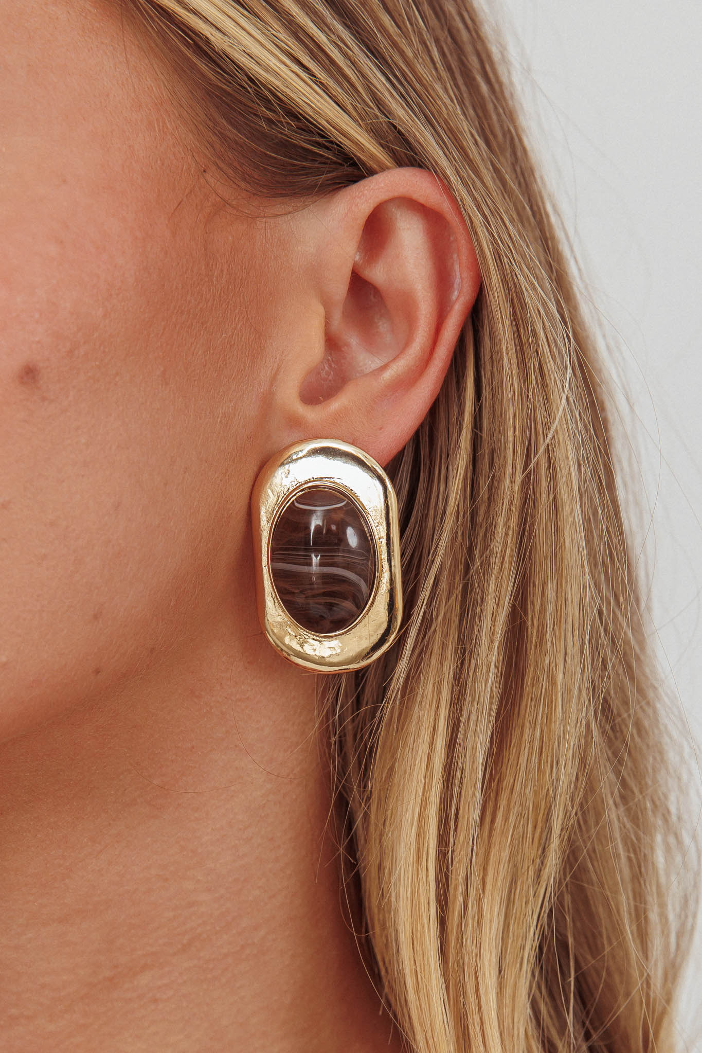 Orecchini Tammy Squoval Cabochon Oro/Cioccolato