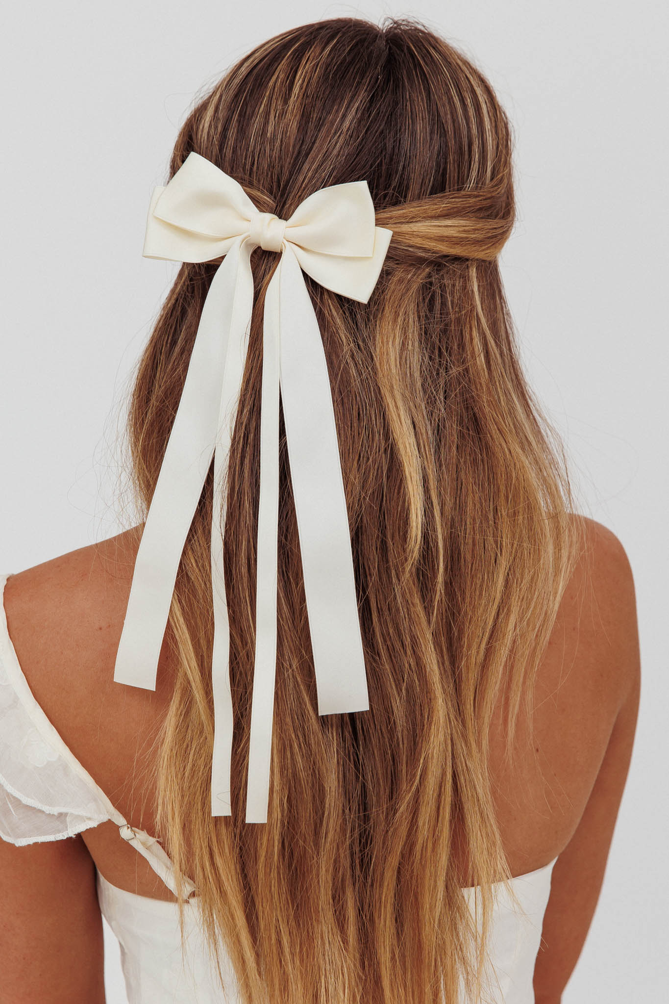 Fermaglio per capelli D'Arcy Double Bow White