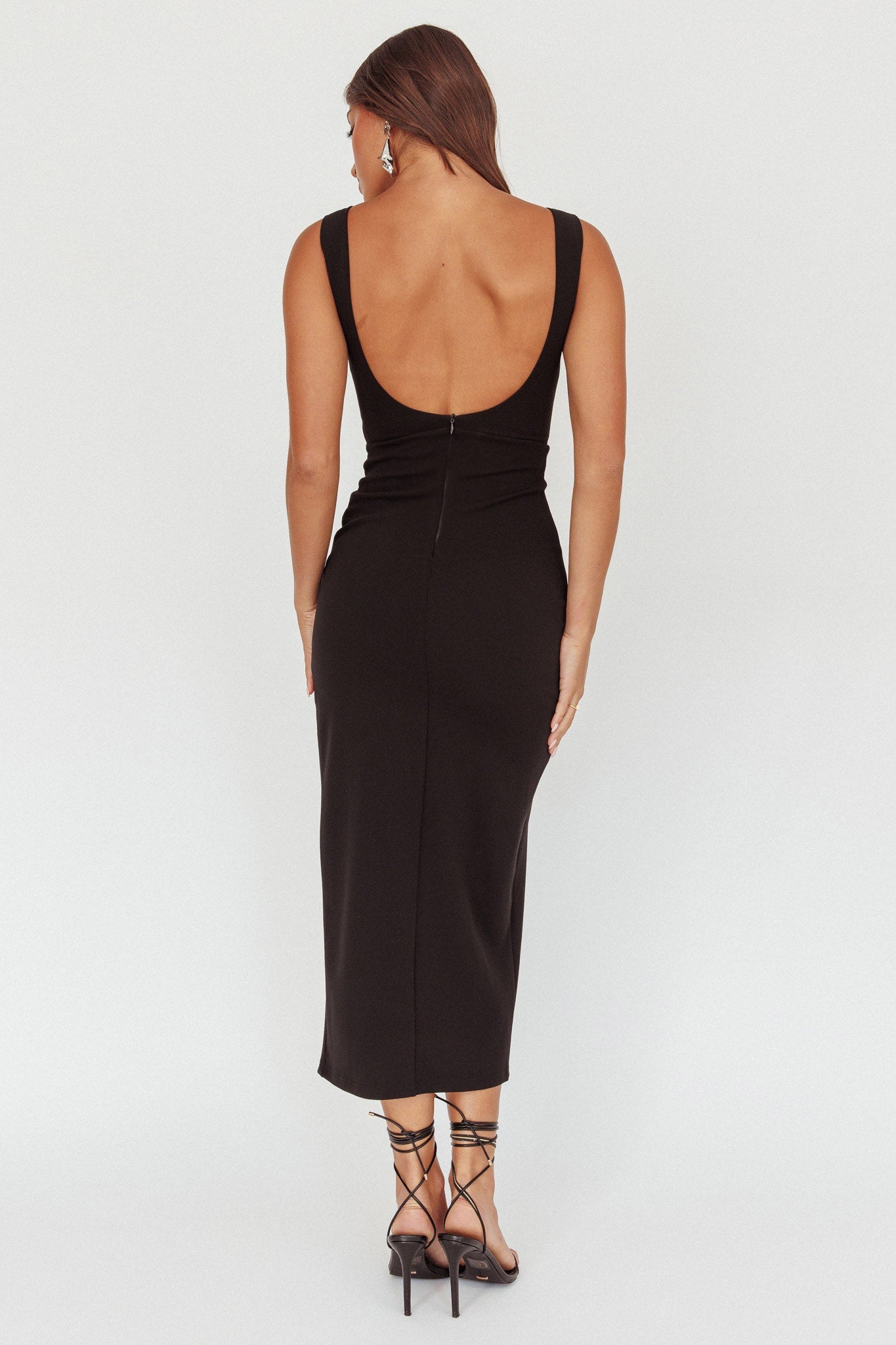 Abito midi con spacchi e cut-out Emille nero