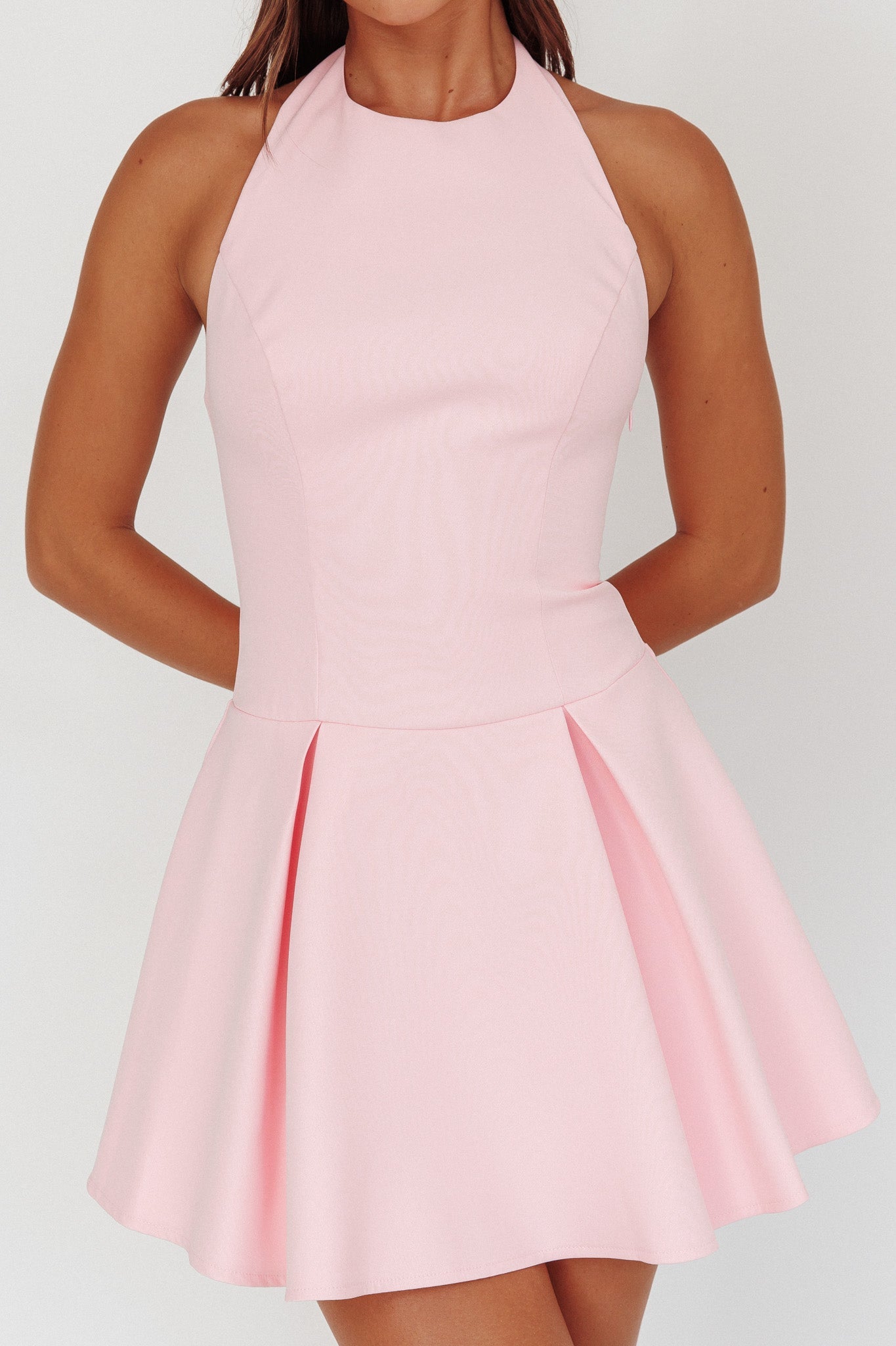 Mini abito rosa a pieghe Hype Girl