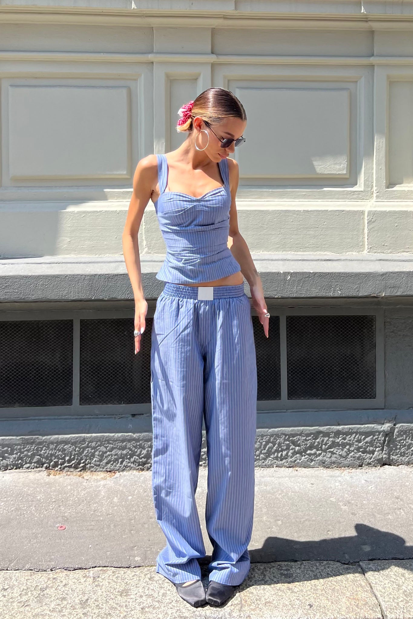 Pantaloni LIONESS Cobain a righe blu navy