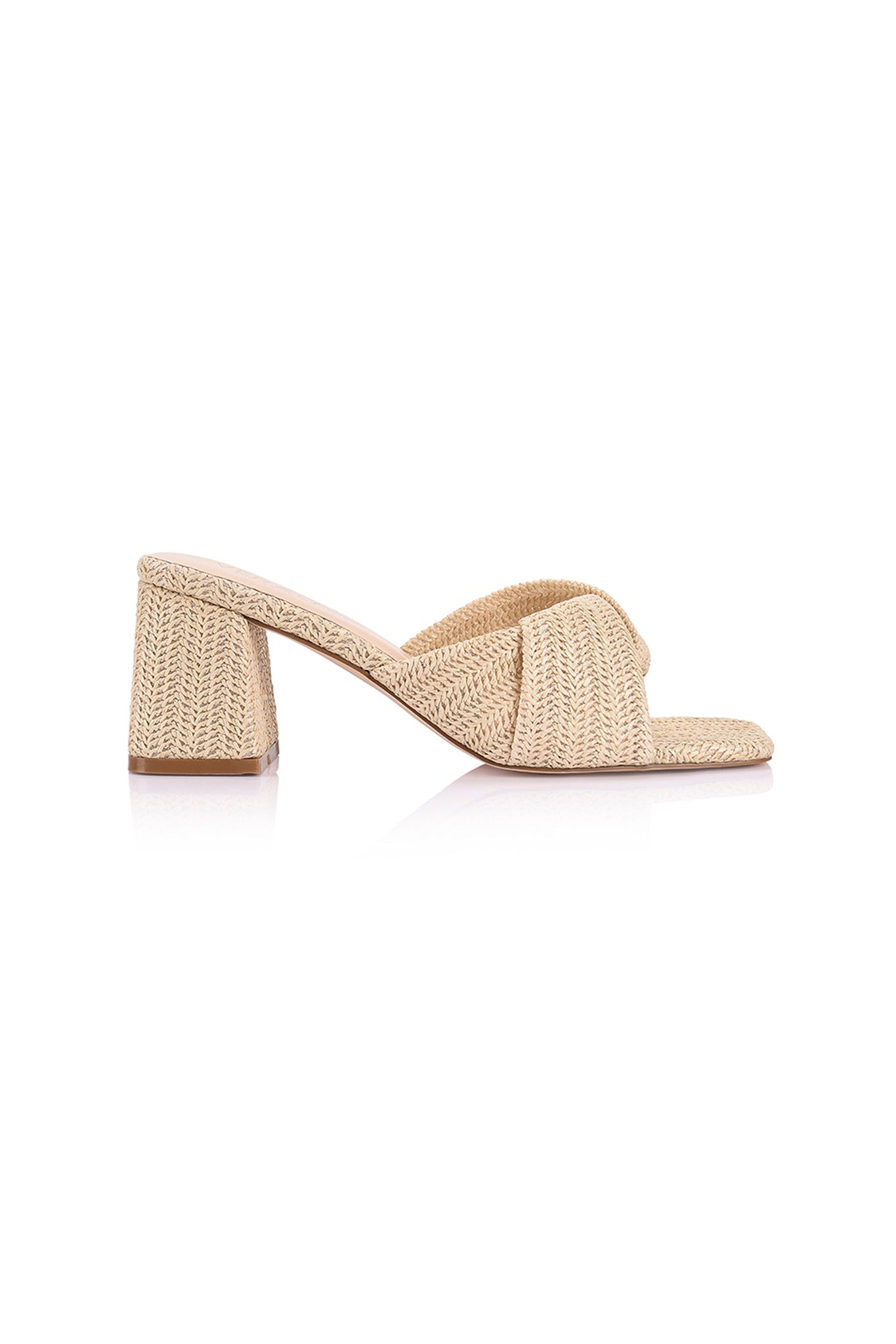 VERALi Stella Mules con tacco a blocco in rafia naturale