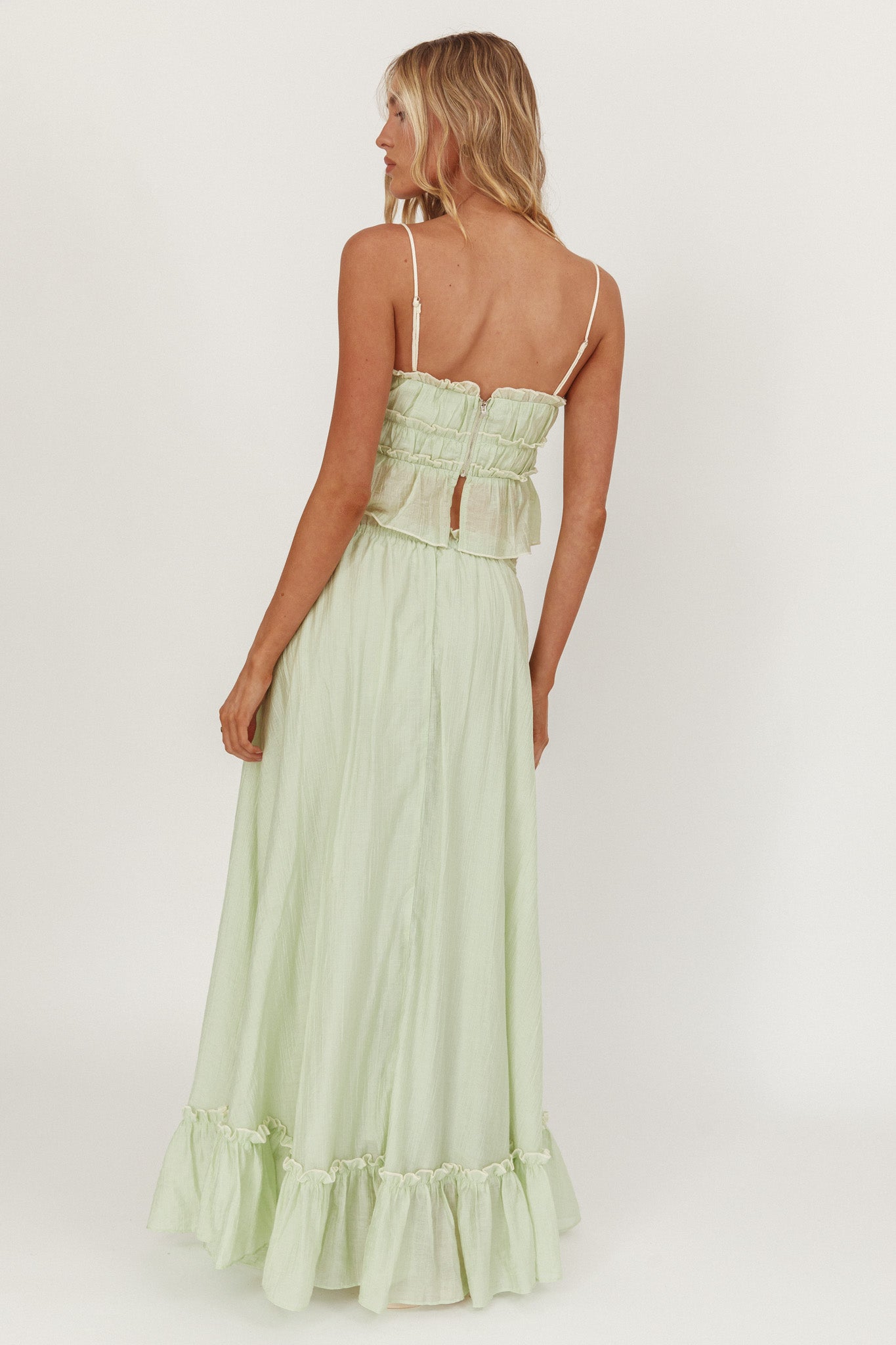 Gonna lunga overlock con dettaglio annodato Maidens Sage