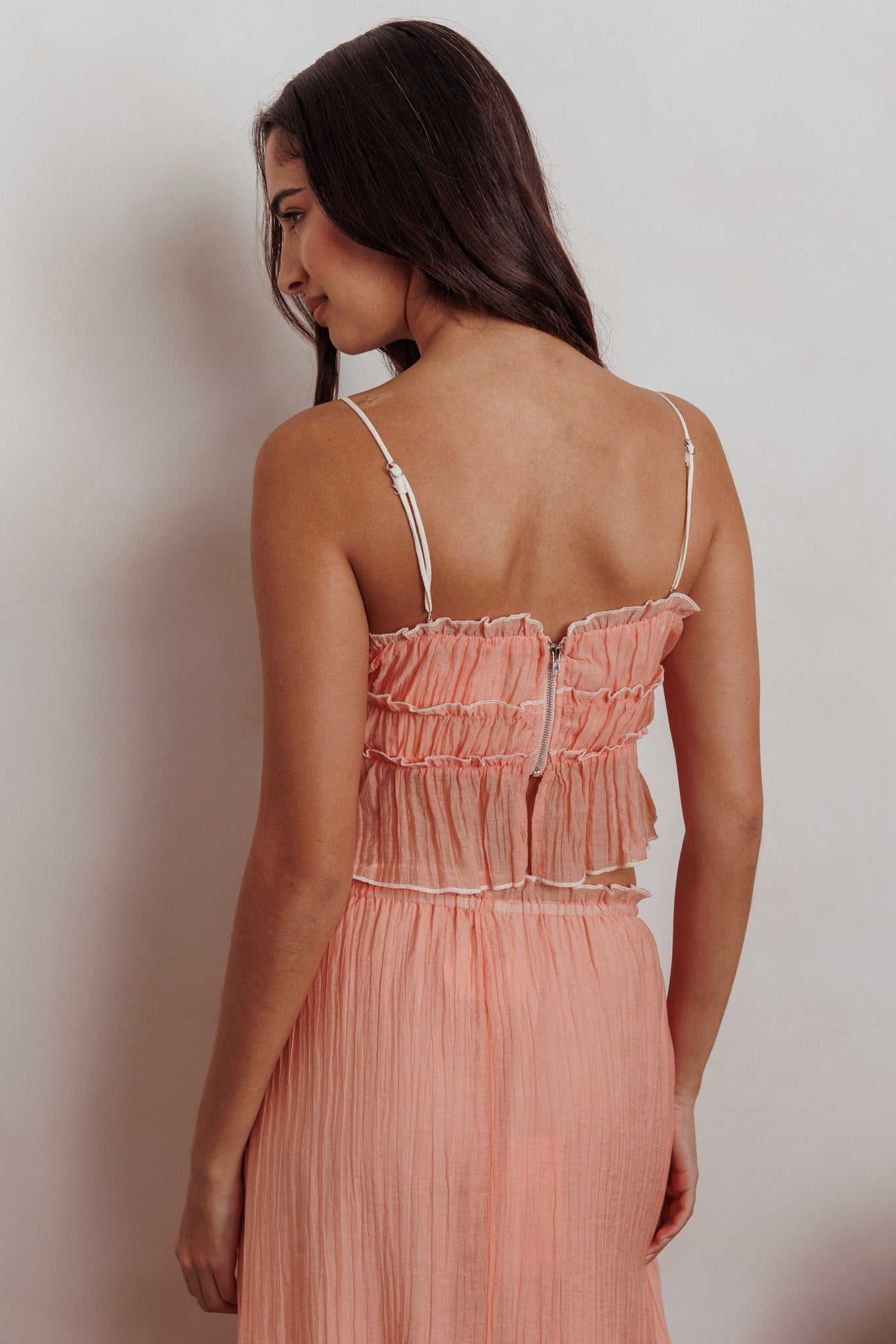 Top overlock con dettaglio cravatta Maidens Albicocca