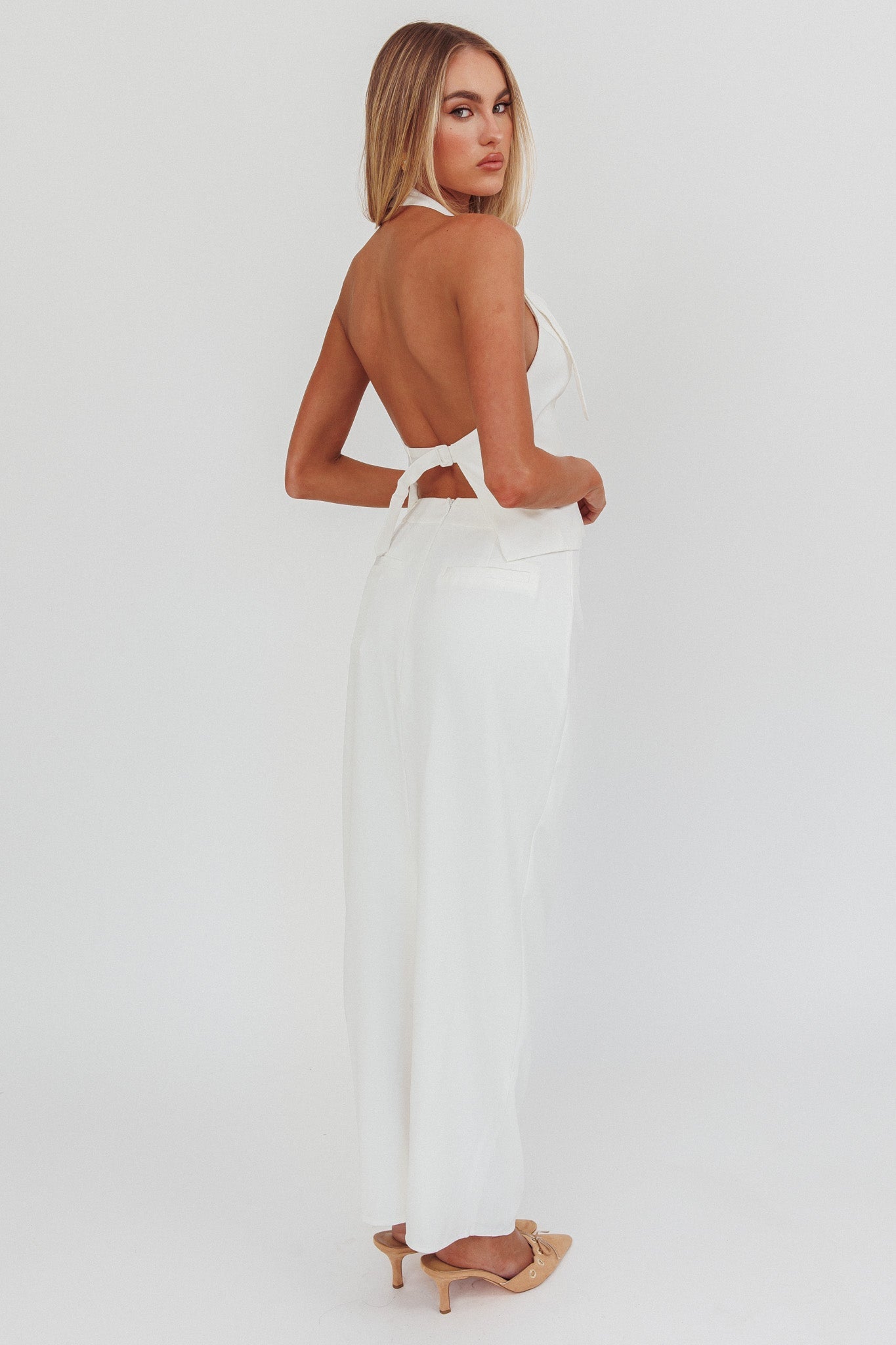 Gonna lunga con tasche finte Tammi bianco sporco