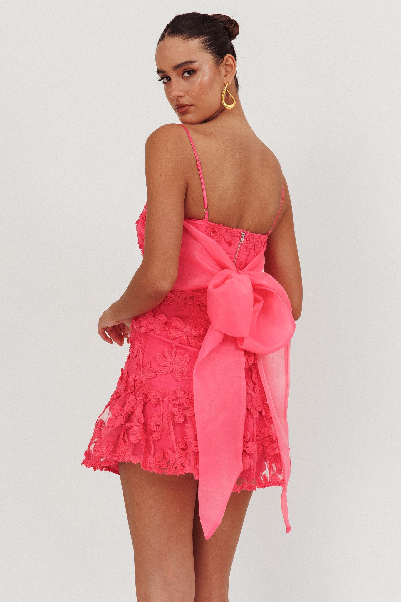 Mini abito decorato Dori rosa palma