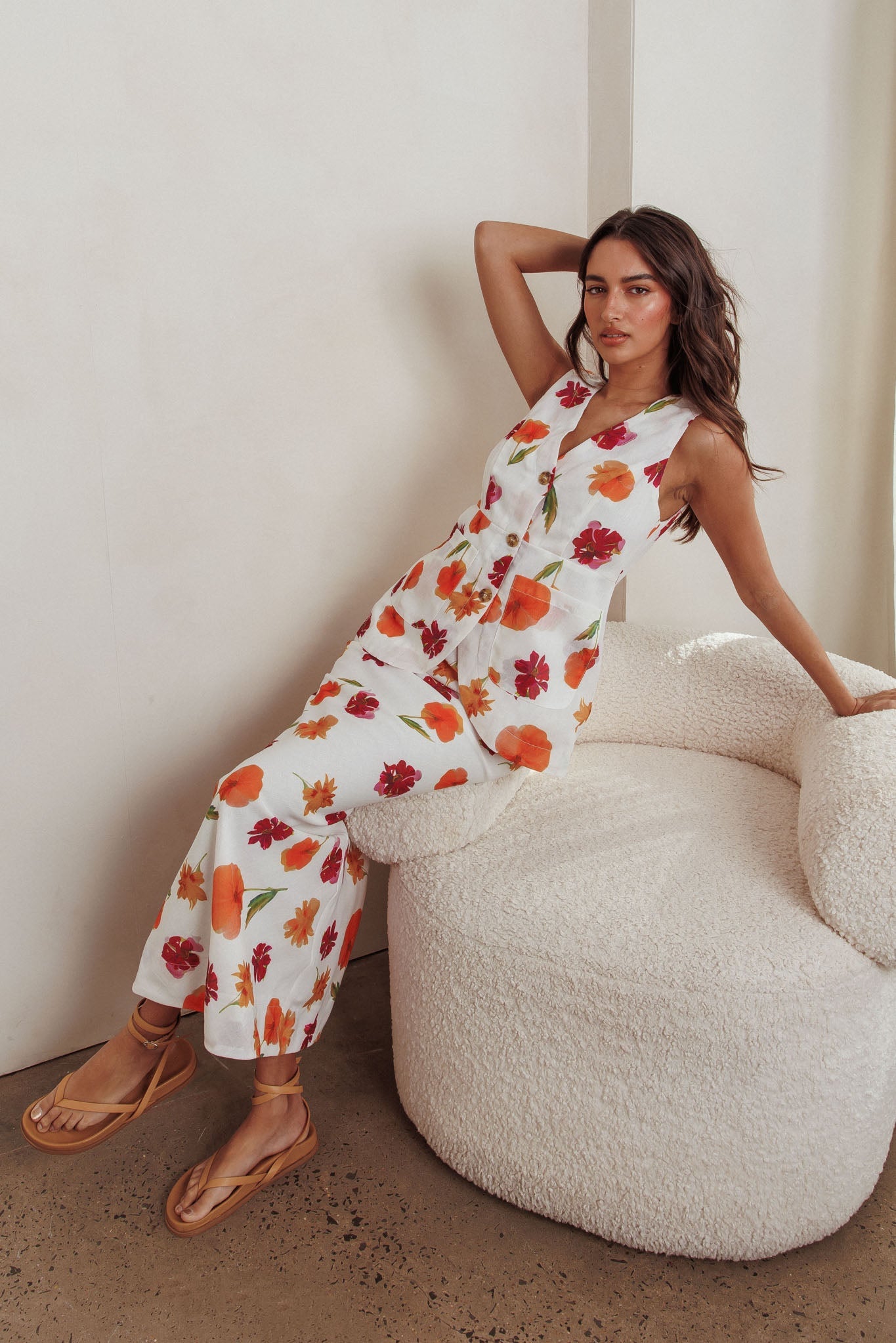 Gonna lunga Philomena floreale arancione multi