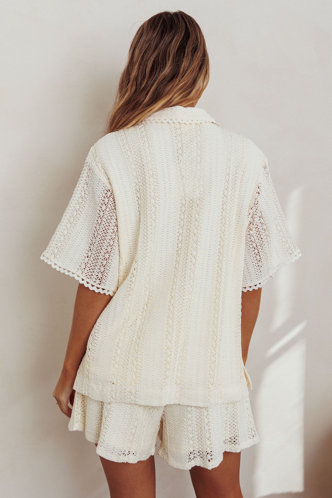 Camicia con bottoni in pizzo all'uncinetto Ottawa Avena