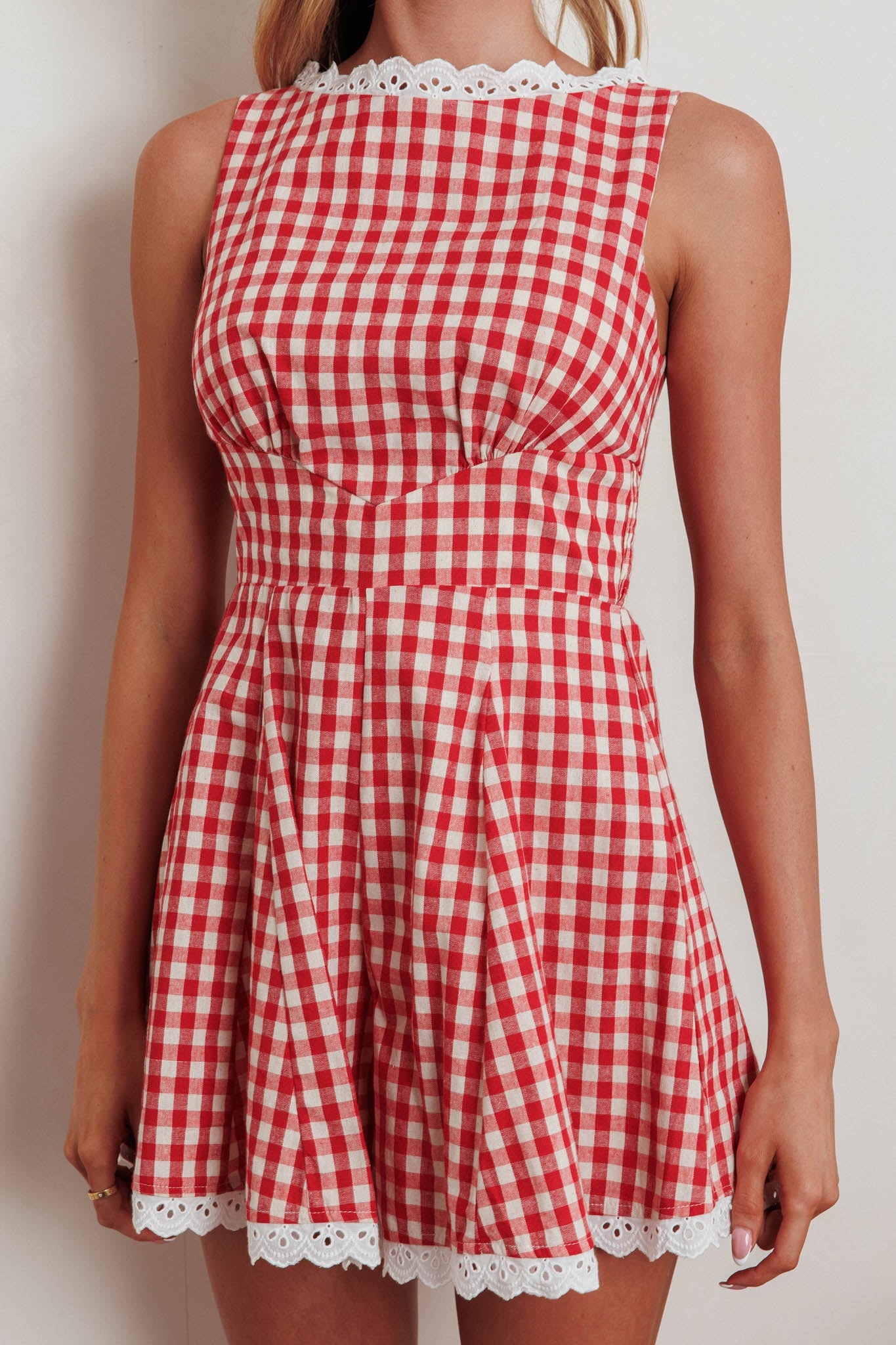 Tuta senza maniche Loving Me Gingham Red