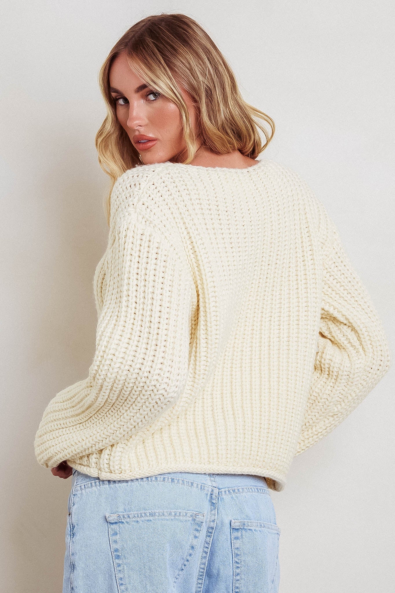 Cardigan in maglia grossa Cindie color burro