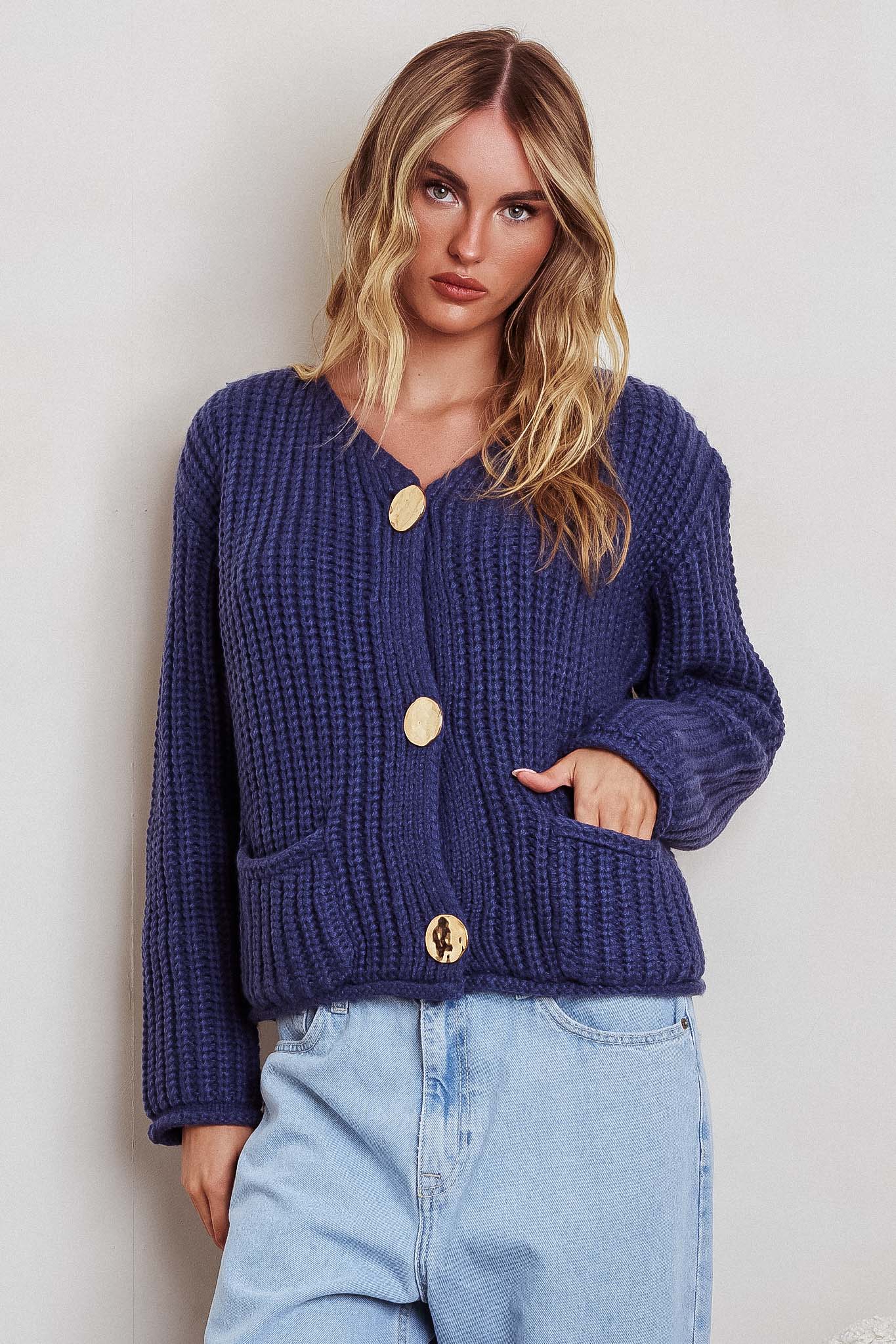 Cardigan in maglia grossa Cindie blu navy