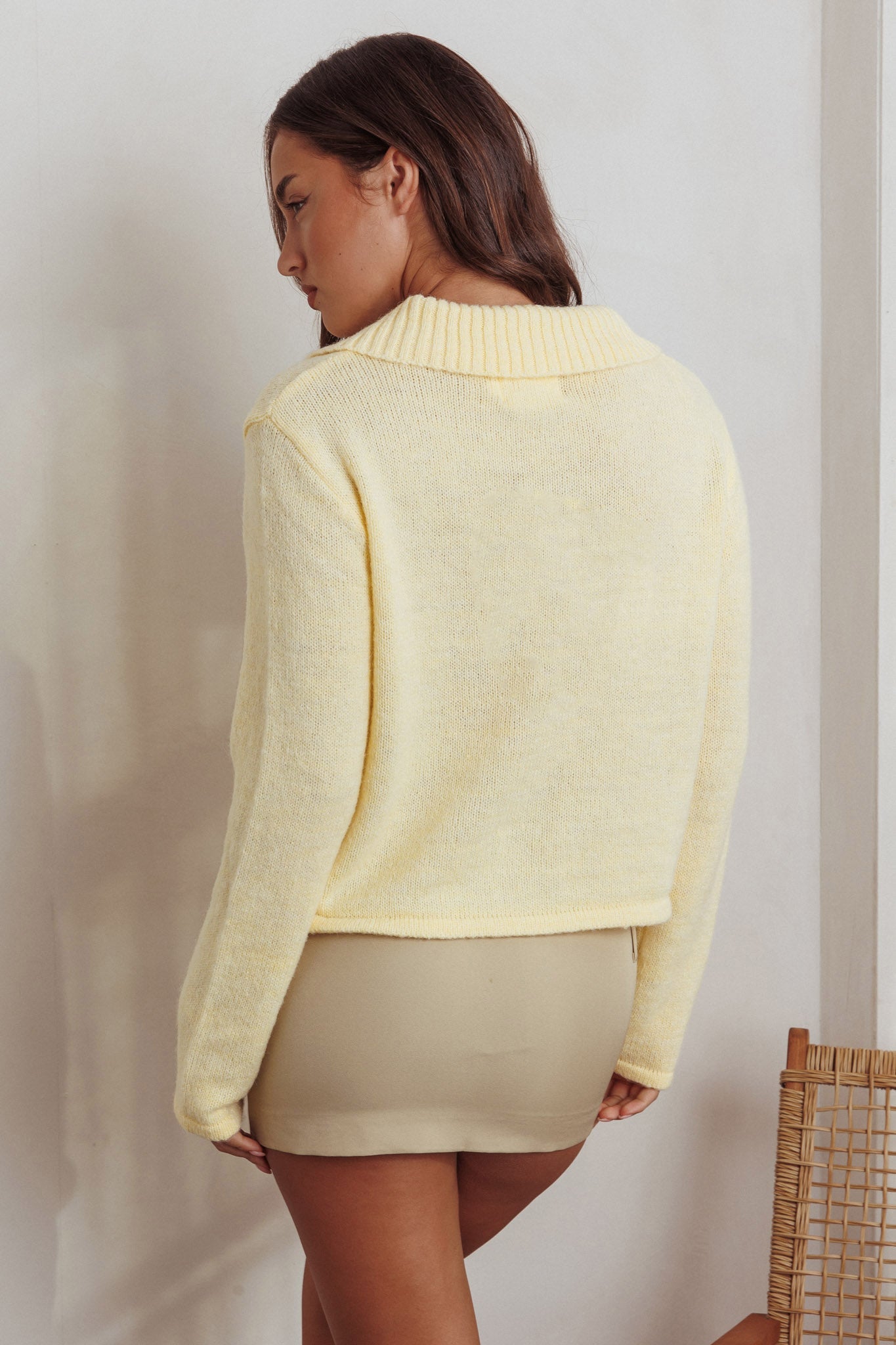 Cardigan in maglia con bottoni Margaret color burro