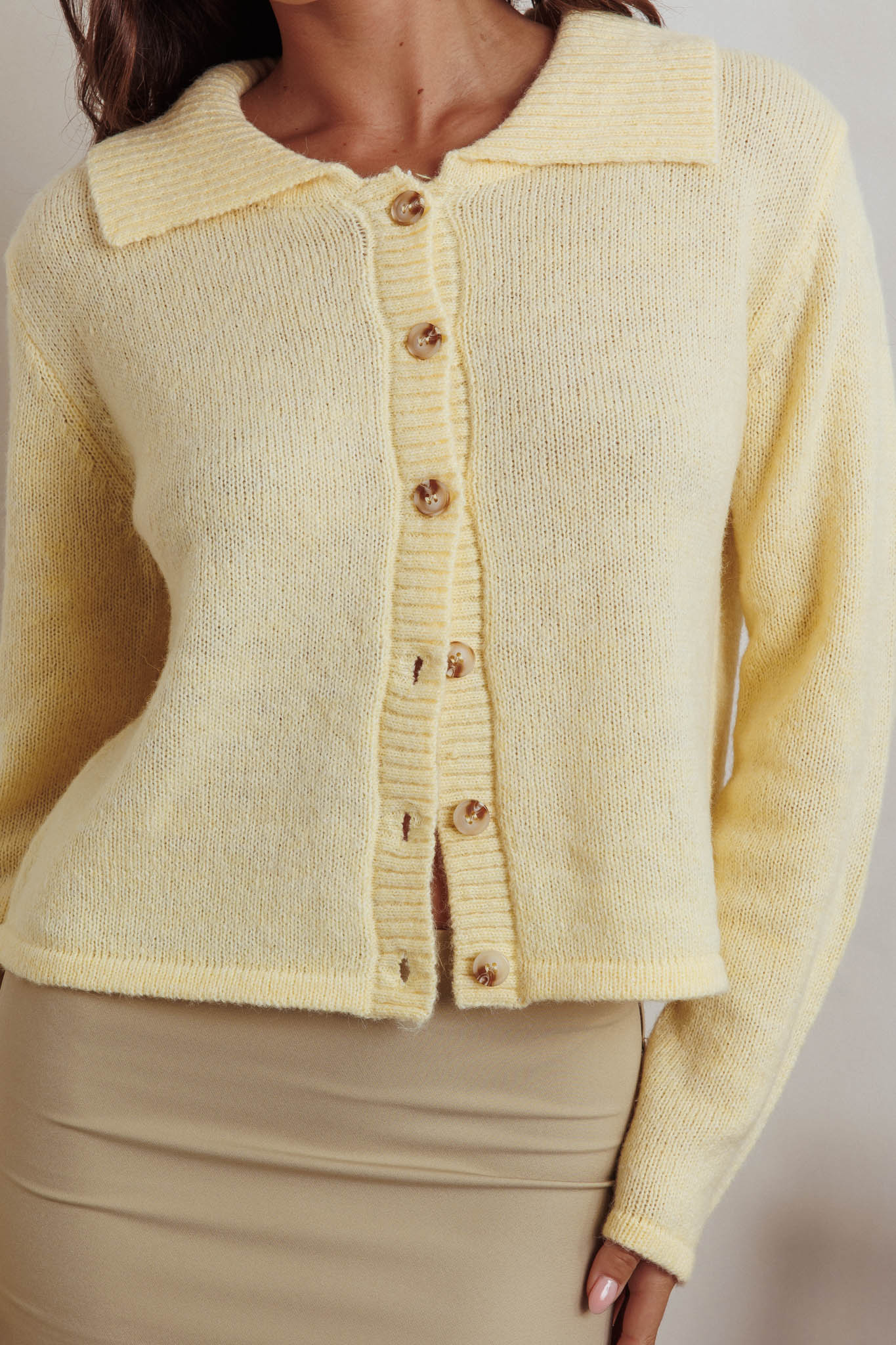 Cardigan in maglia con bottoni Margaret color burro