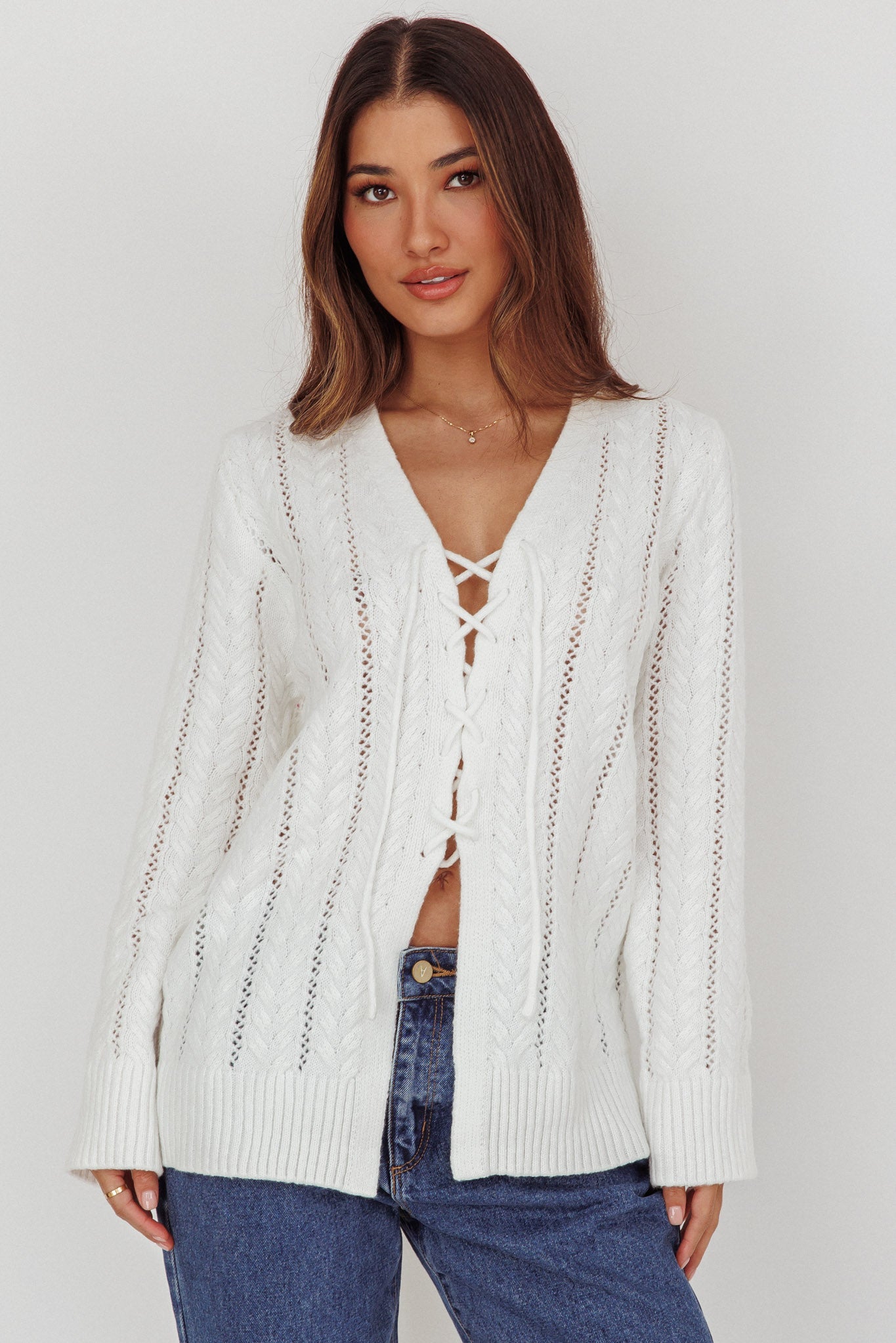 Maglia bianca con lacci anteriori Seattle