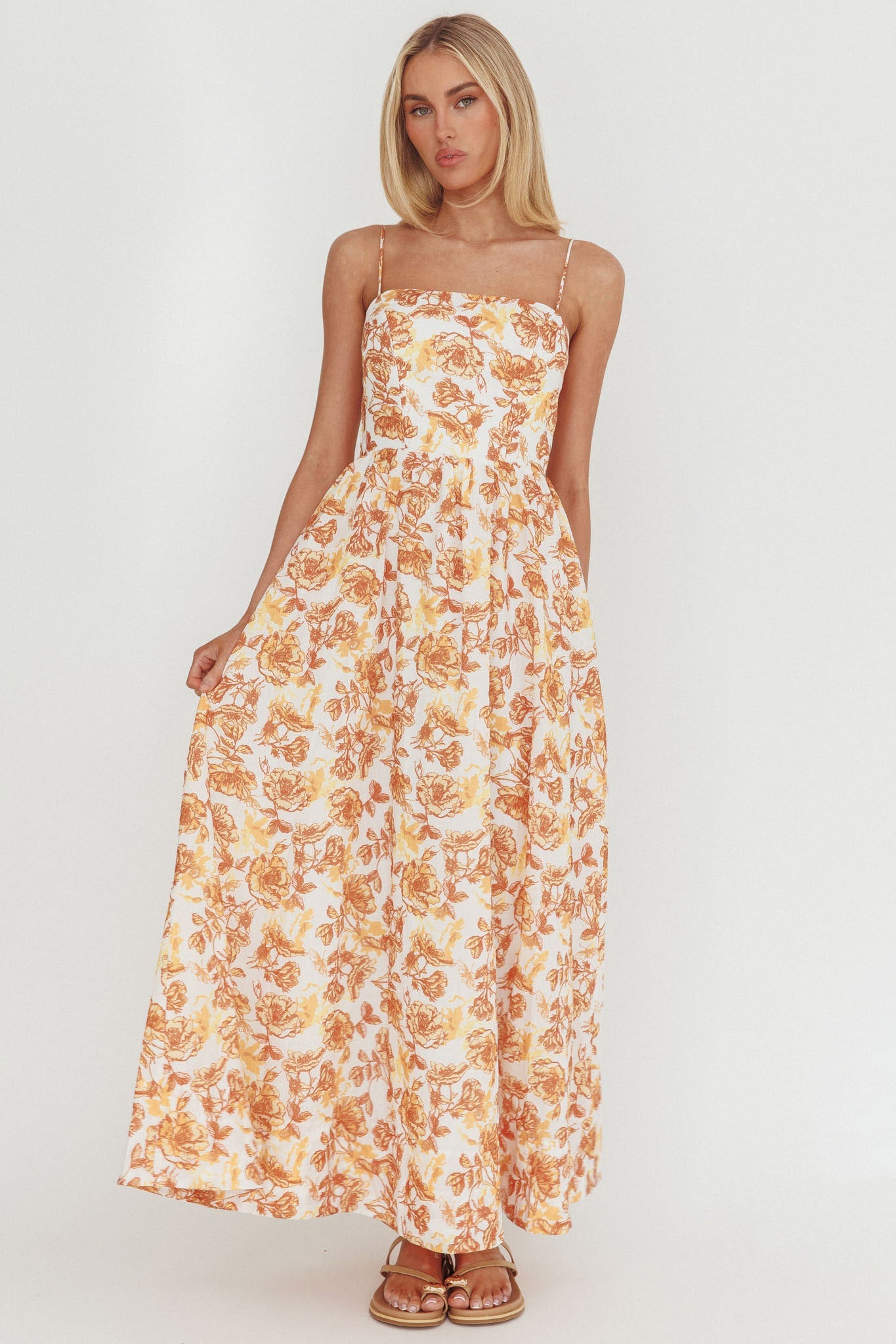 Wild Card Cami Strap Maxi Dress Floreale Giallo