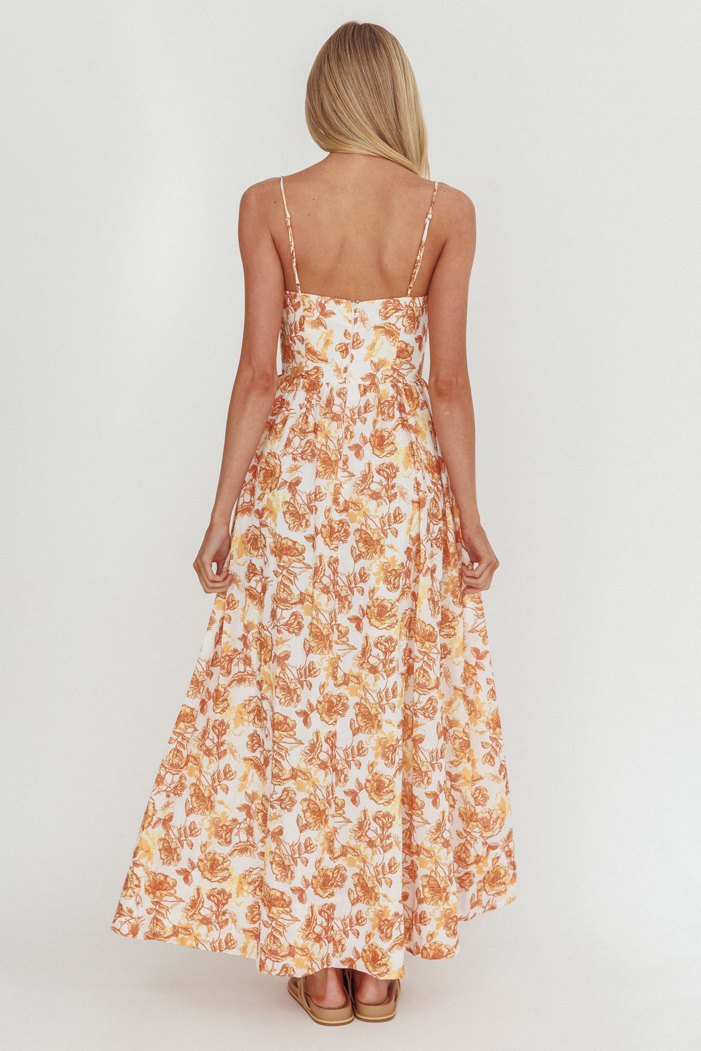 Wild Card Cami Strap Maxi Dress Floreale Giallo