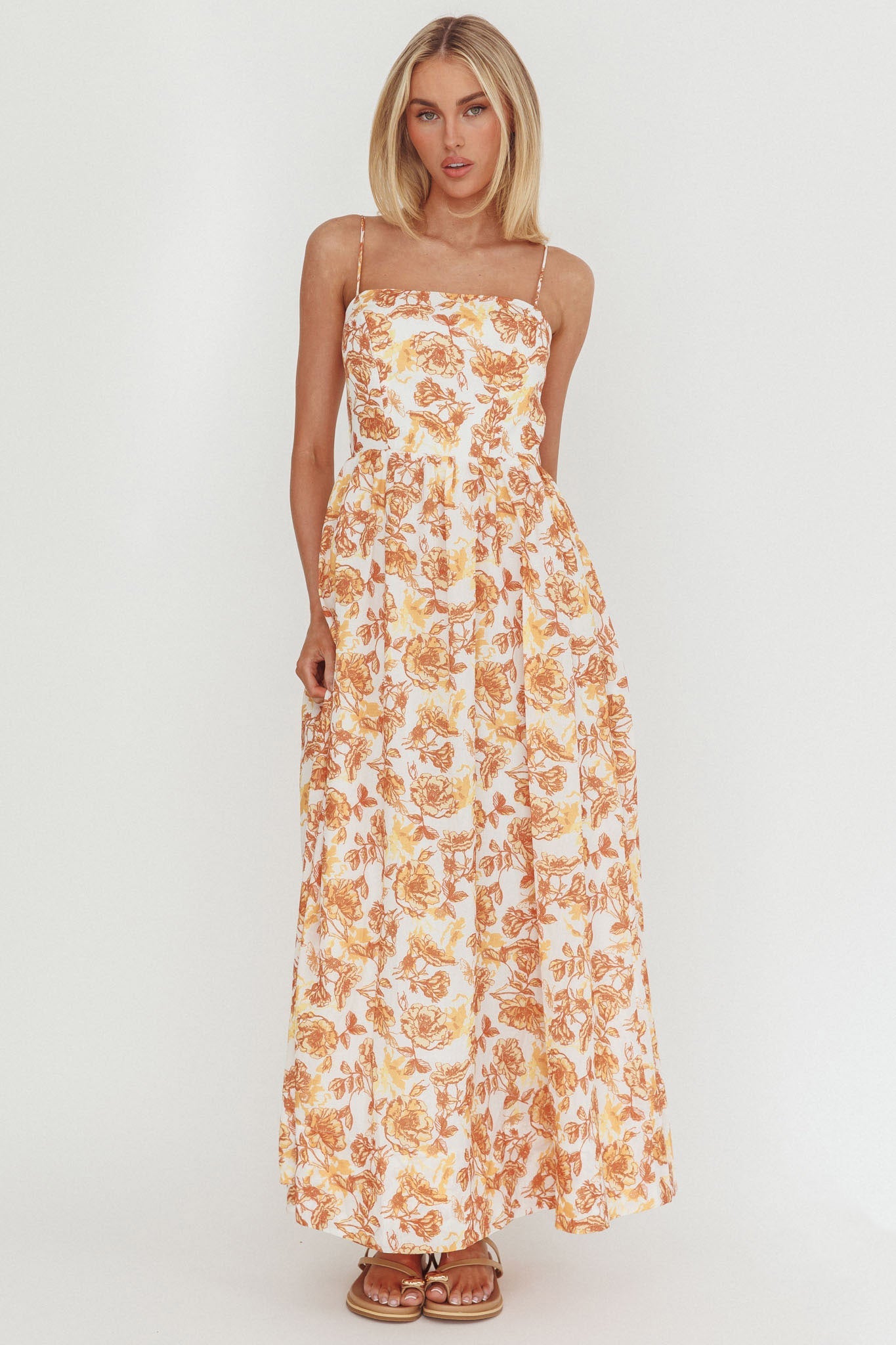 Wild Card Cami Strap Maxi Dress Floreale Giallo