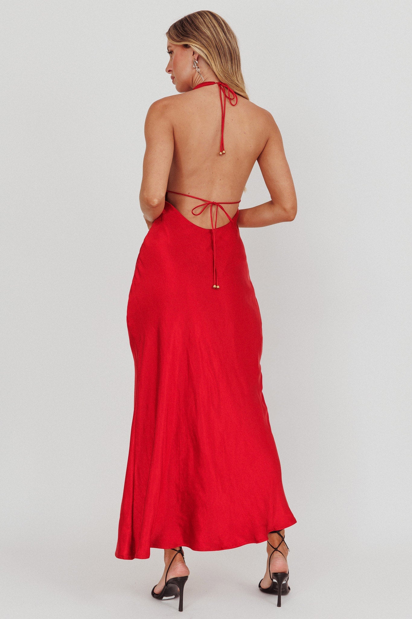 Sweetest Sundays Abito rosso con scollo all'americana e schiena scoperta