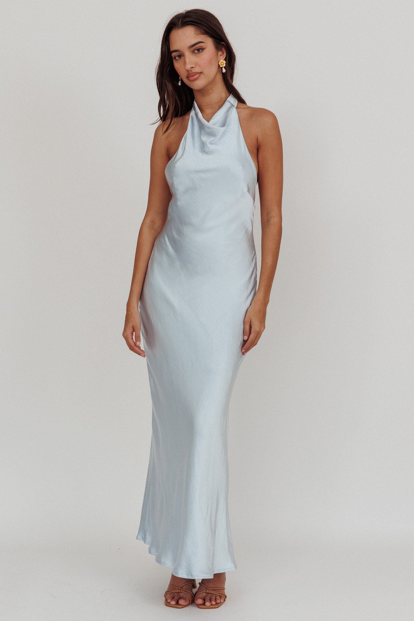 Sweetest Sundays Abito con scollo all'americana e schiena scoperta, blu tenue