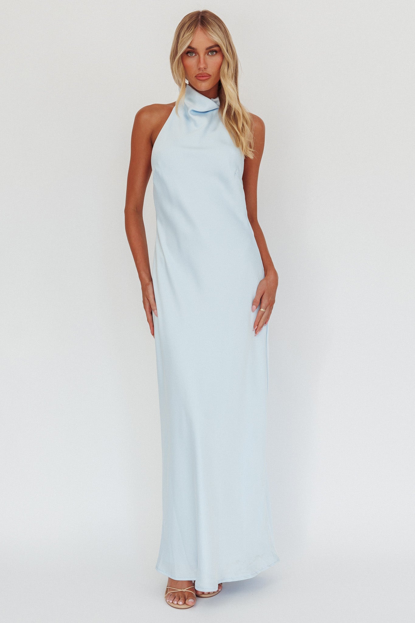 Sweetest Sundays Abito con scollo all'americana e schiena scoperta, azzurro cielo