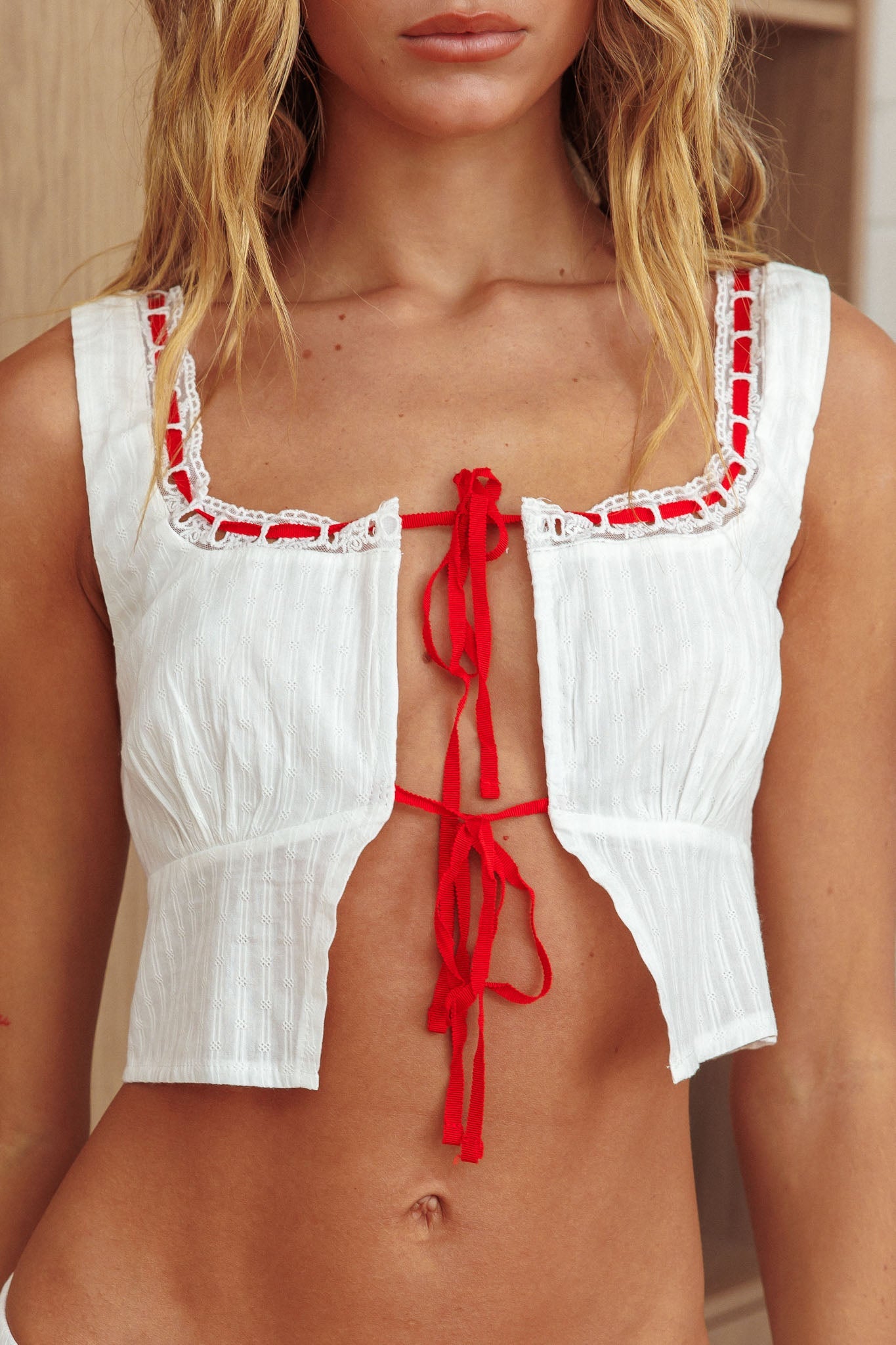 Top con busto annodato Rosen bianco