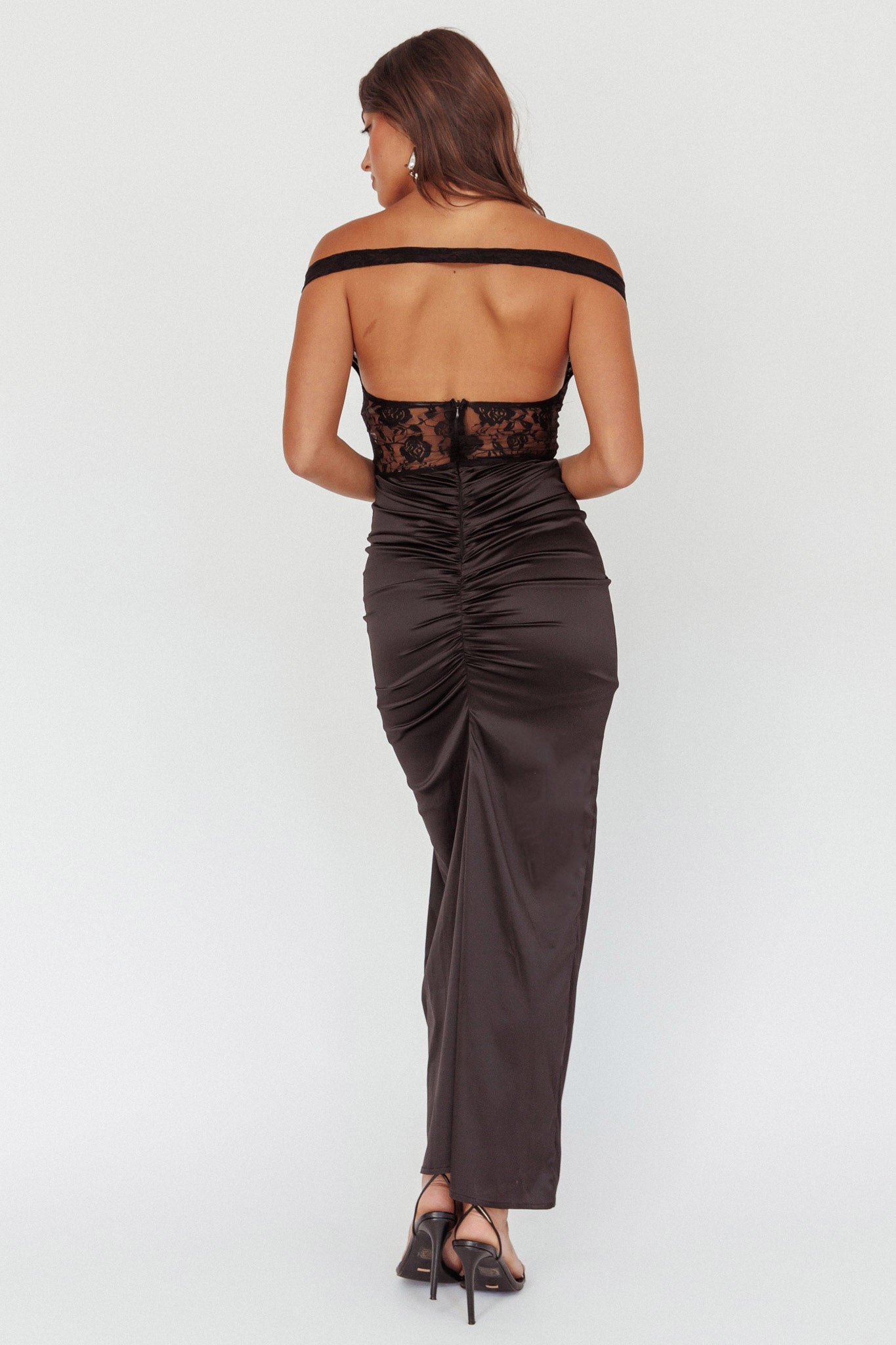 Abito midi con corpetto in pizzo Tillie nero