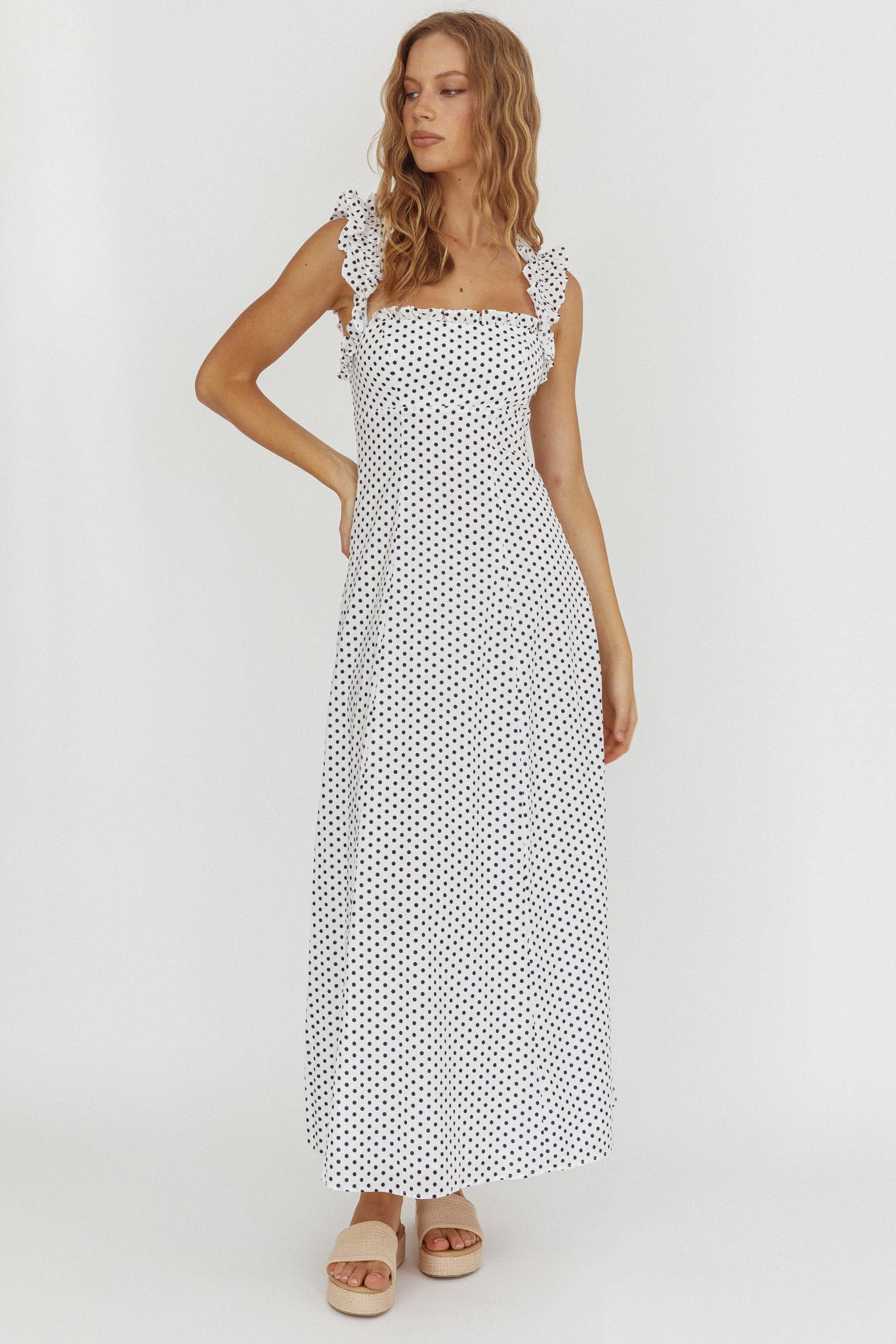 Abito lungo con spalline e volant Warrior Sun Navy Spot