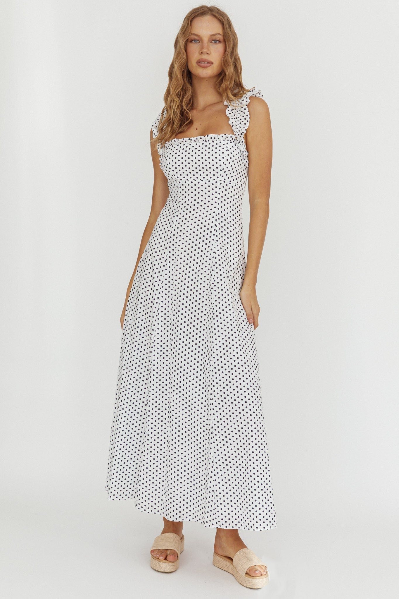 Abito lungo con spalline e volant Warrior Sun Navy Spot